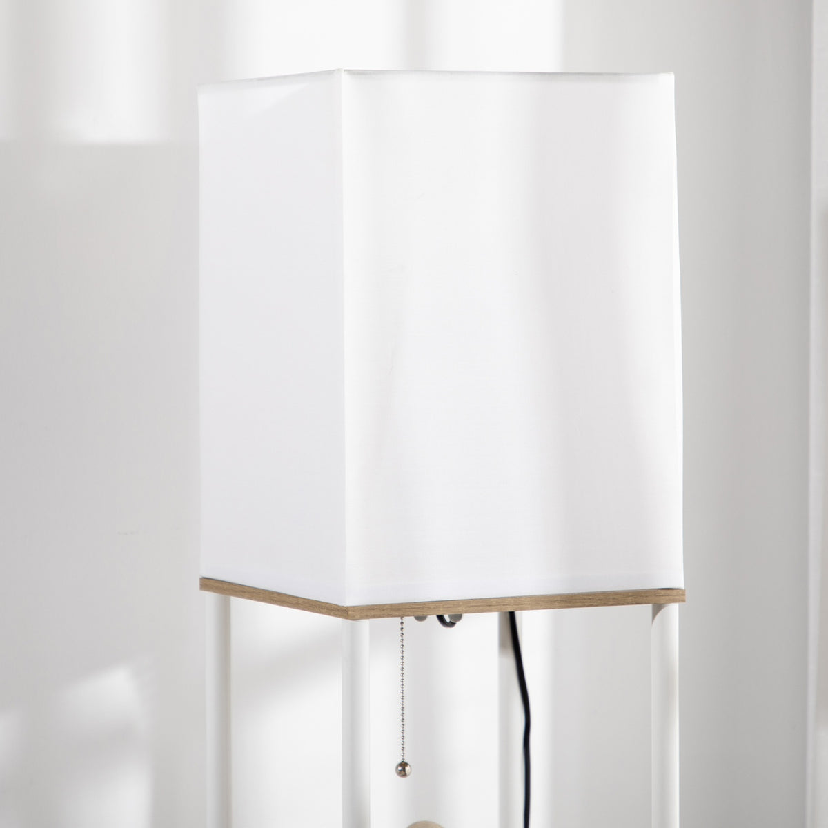 Floor Lamp E27 Base 40W 3 Compartment Floor Lamp Light Bulb Floor Lamp with Fabric Lampshade for Living Room Bedroom White