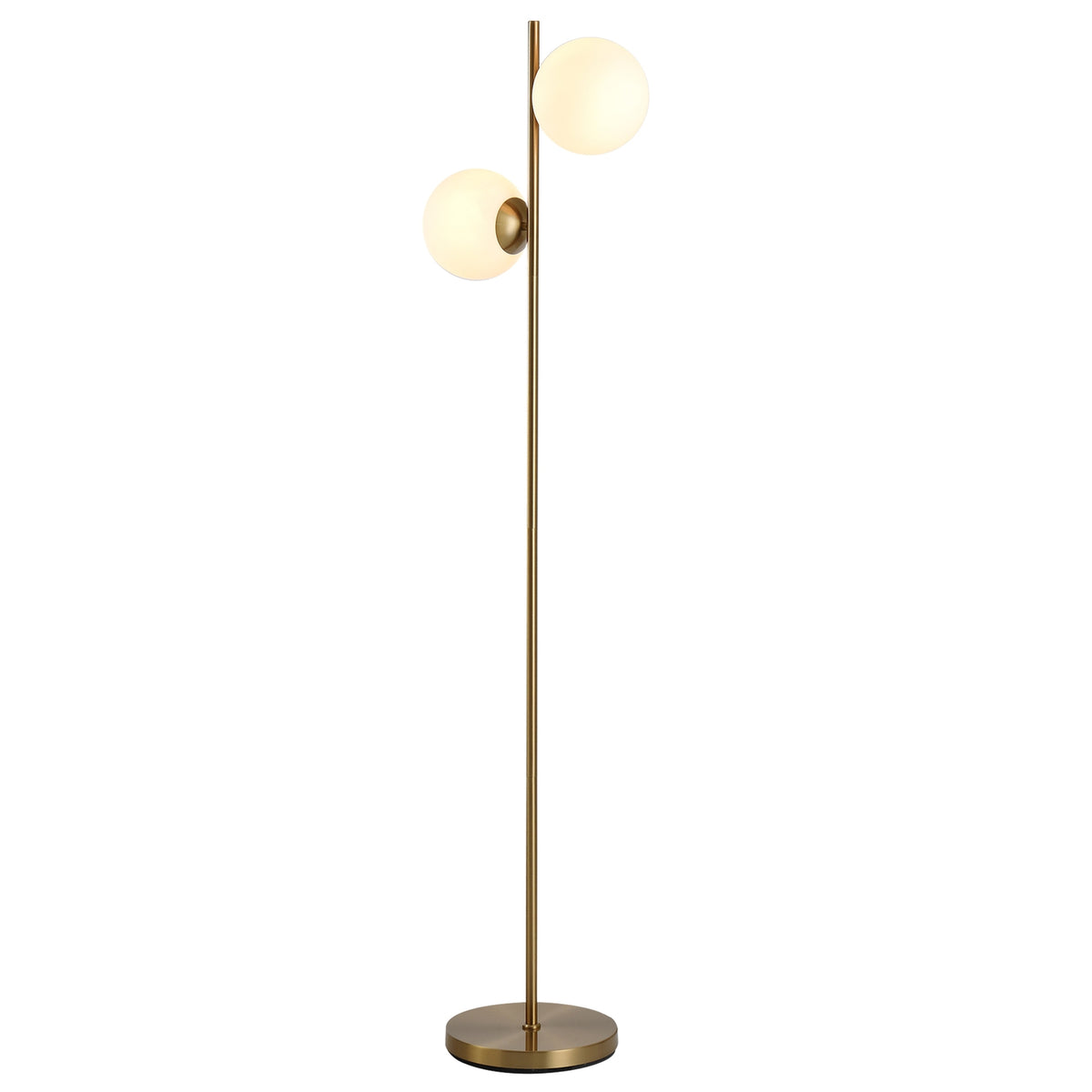 Floor Lamp Floor Lamp 2-Part Glass Lampshade, Steel + Glass, 39 X 28 X 165Cm (Golden + White)