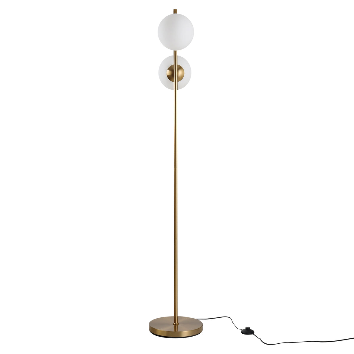 Floor Lamp Floor Lamp 2-Part Glass Lampshade, Steel + Glass, 39 X 28 X 165Cm (Golden + White)