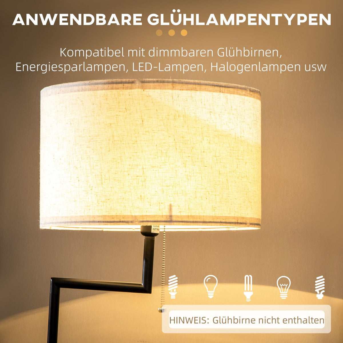 Floor Lamp, Floor Lamp With Shelf, 40 W Floor Lamp With Usb Port, Floor Lamp, Steel, Cream, Ø40 X 168 Cm, Excluding Light Bulb