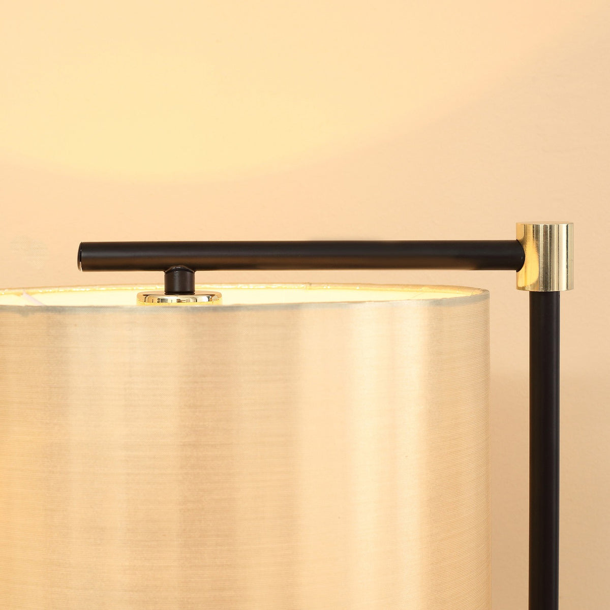 Floor Lamp For Living Room Modern Floor Lamp 40W, E27, Fabric Shade, Office/Bedroom, Gold+Black