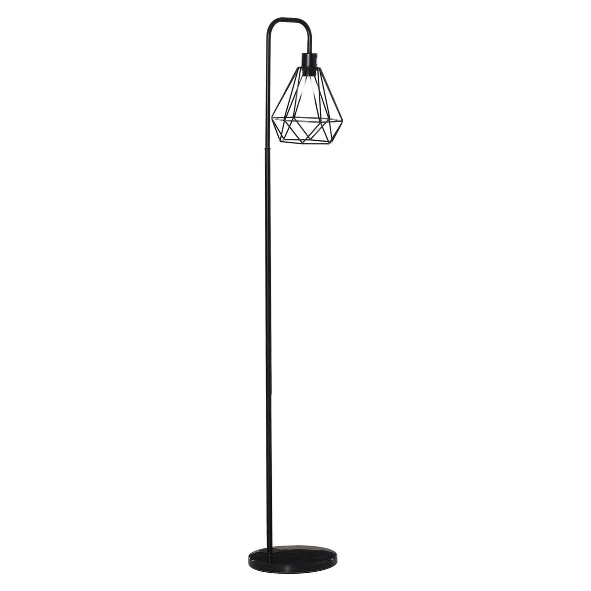 Floor Lamp In Industrial Style, Elegant Floor Lamp With E27 Base For Bedroom And Dining Room, Steel, Marble, Black, Ø25 X 152H Cm