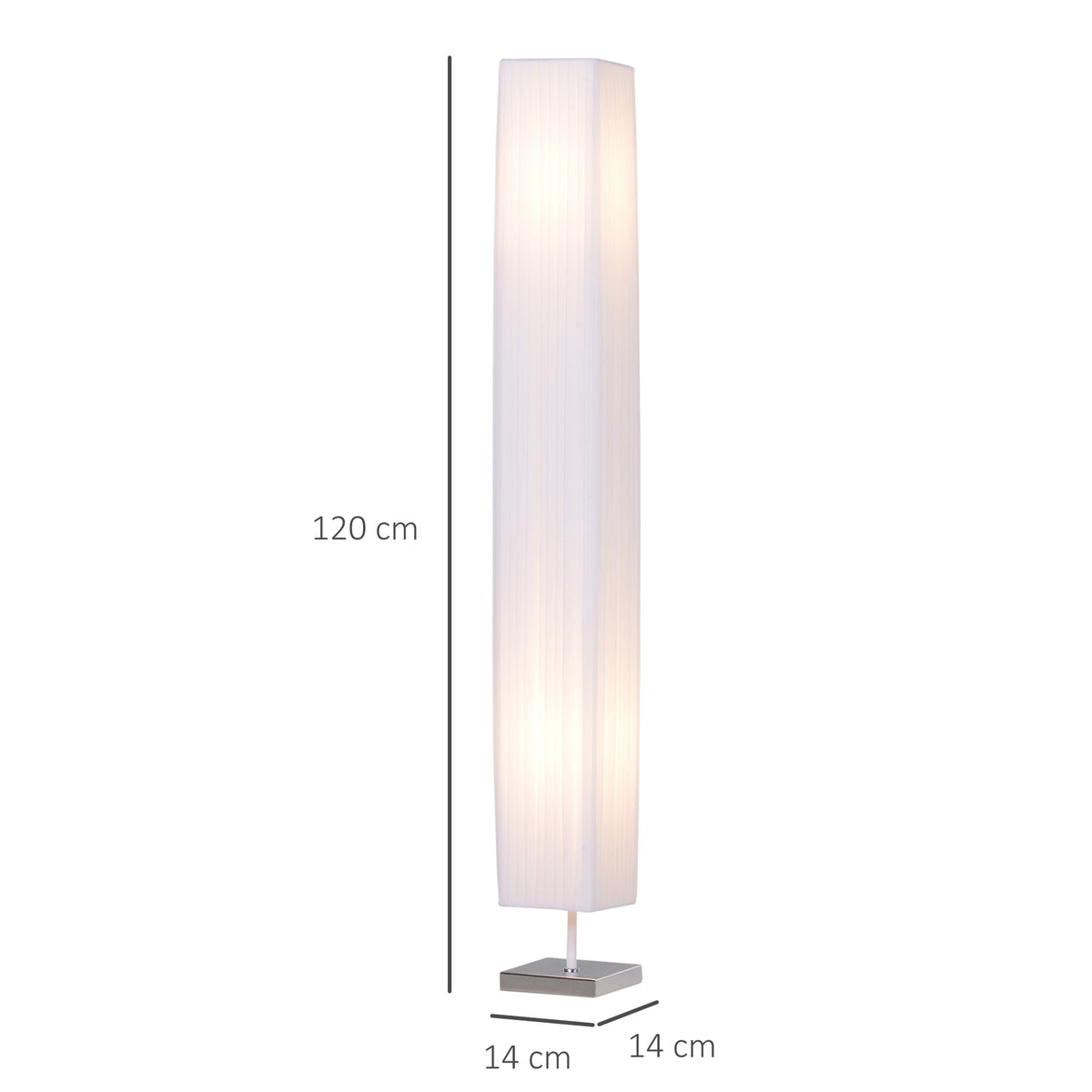 Floor Lamp Modern Floor Lamp E27, Stainless Steel & Polyester, White, 14X14X120Cm