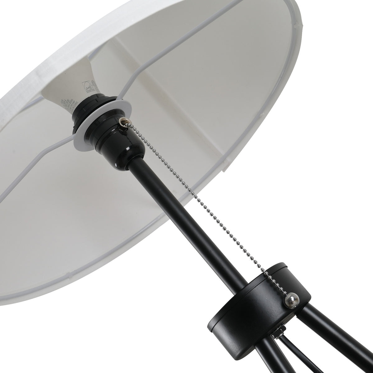 Floor Lamp Modern Floor Lamp E27, Steel & Polyester, Black & White, 37X37X152Cm