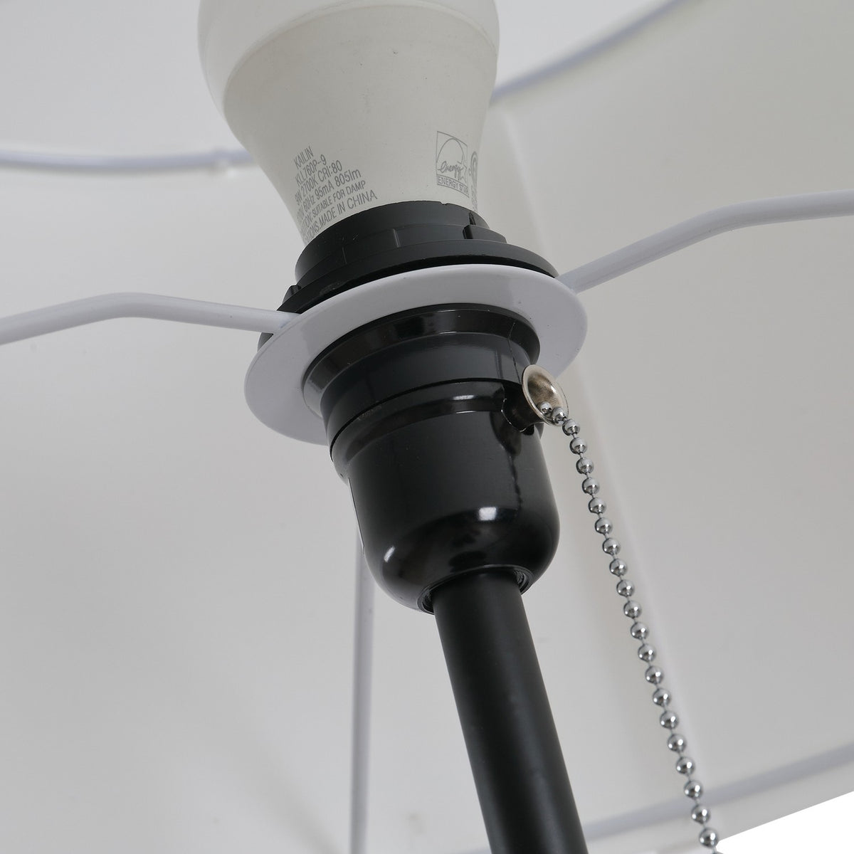 Floor Lamp Modern Floor Lamp E27, Steel & Polyester, Black & White, 37X37X152Cm