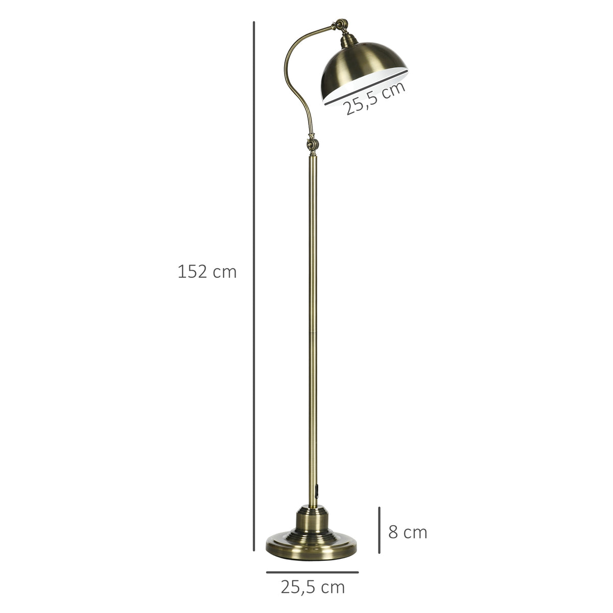 Floor Lamp Retro Arc Lamp With Adjustable Lampshade, E27, Brass Look, For Living Room