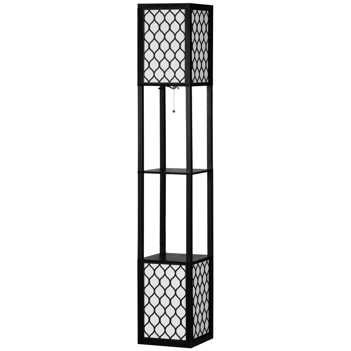 Floor Lamp With Shelf And Double Light, 40W, E27, Pull Chain Switch, For Living Room, Bedroom