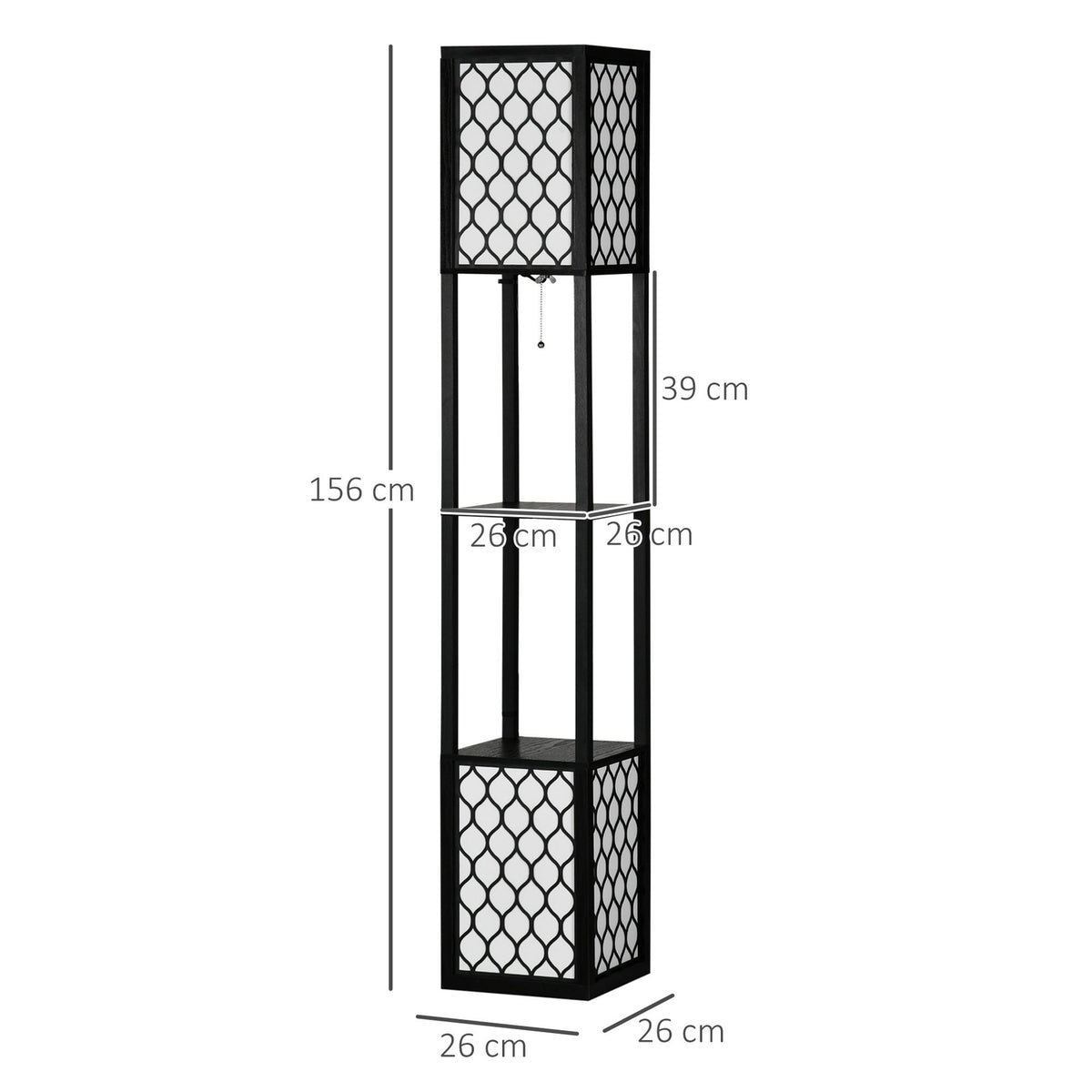 Floor Lamp With Shelf And Double Light, 40W, E27, Pull Chain Switch, For Living Room, Bedroom