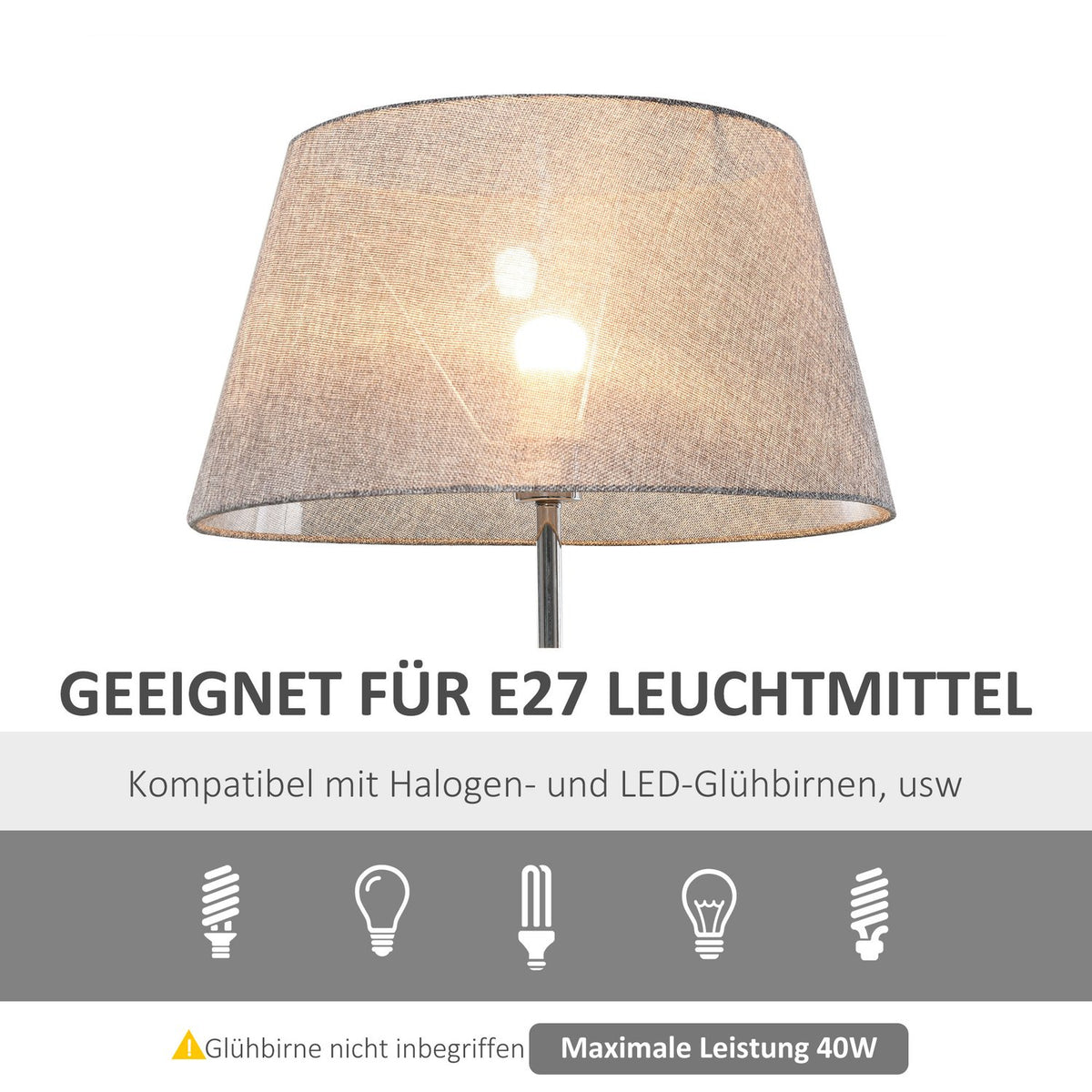 Floor Lamp With Shelf Bedroom Floor Lamp, Scandinavian, Wood & Linen, Gray, 46X46X158.5Cm