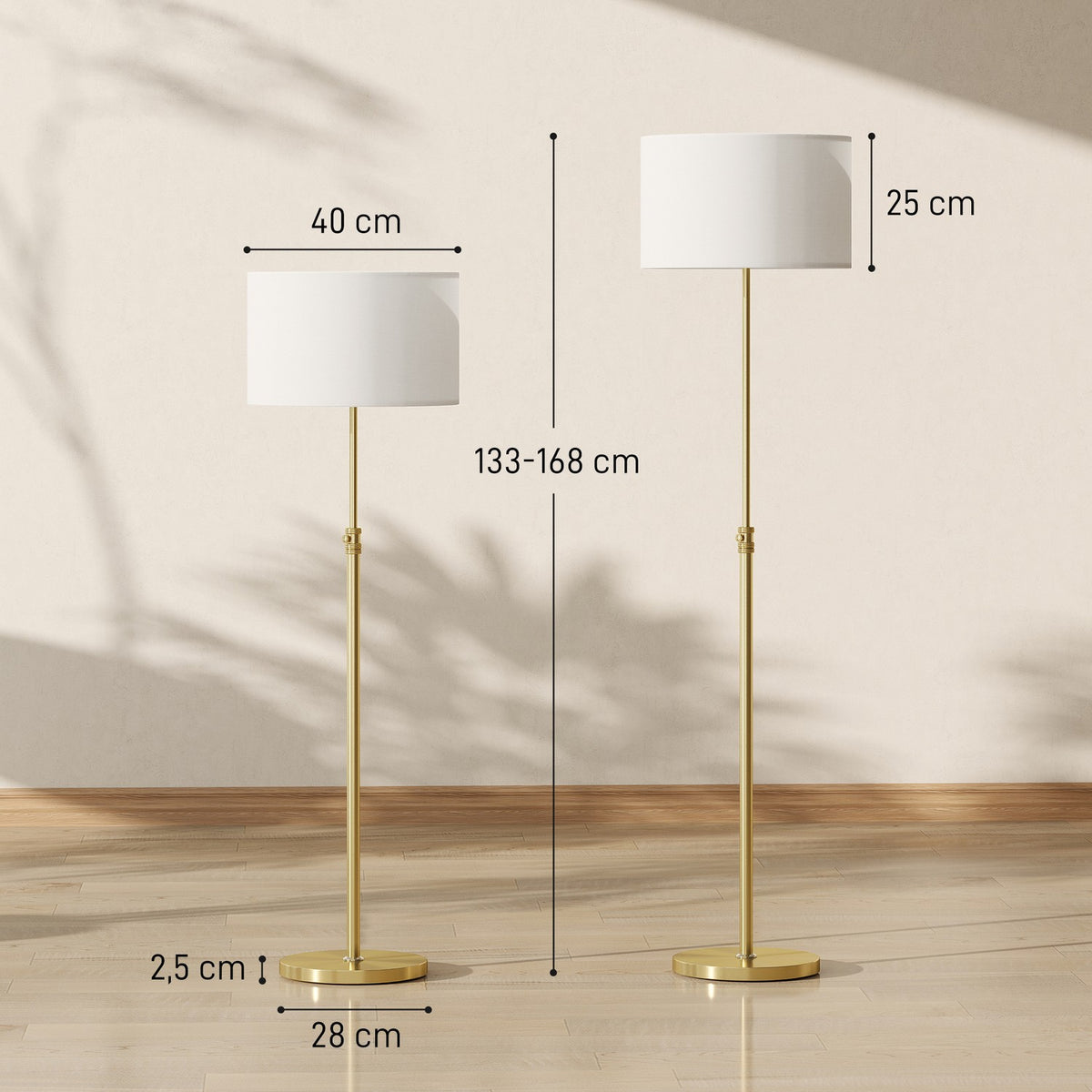 Floor Lamp with Remote, Adjustable Height, Fabric Shade