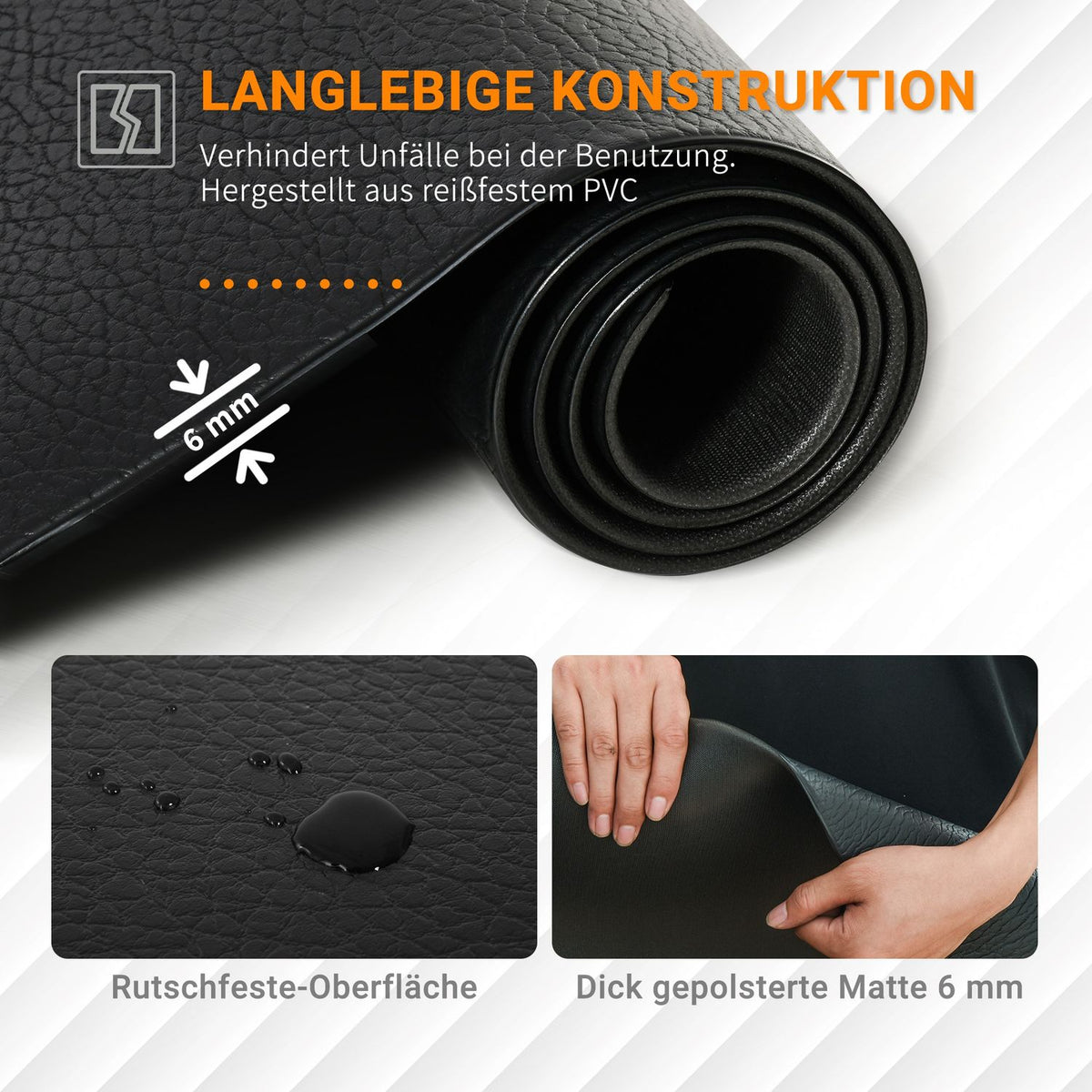 Floor Protection Underlay Fitness Equipment Pvc Black 180X90X0.6Cm