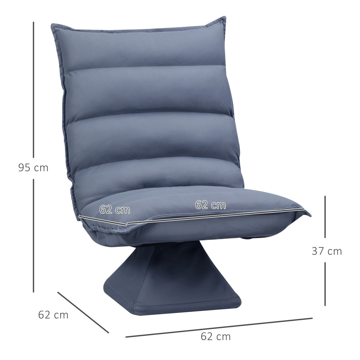 Floor Sofa Floor Chair With Adjustable Backrest, Swivel Meditation Chair, Relaxation Chair, Microfiber Cloth, Gray, 62X62X95 Cm