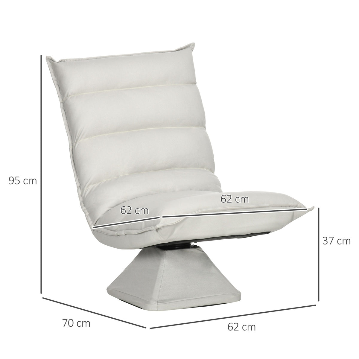 Floor Sofa Floor Chair with Adjustable Backrest Swivel Meditation Chair Relax Chair for Living Room Office Light Gray