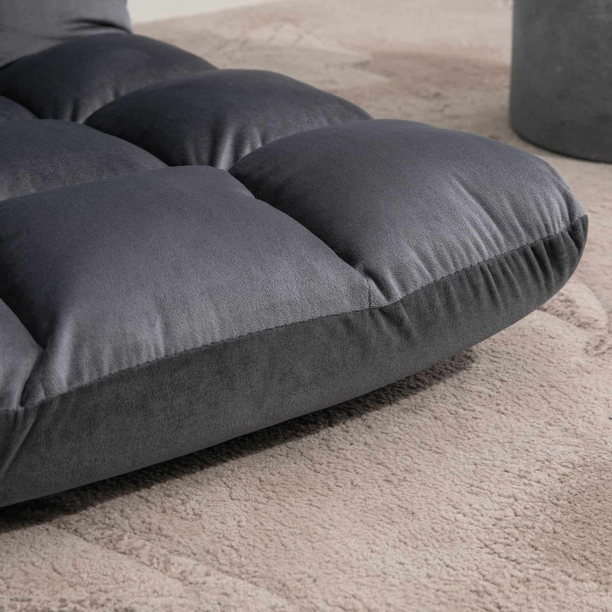Floor chair 3-in-1 folding floor chair backrest 13 positions seat cushion gray metal foam 55x71x53.5cm
