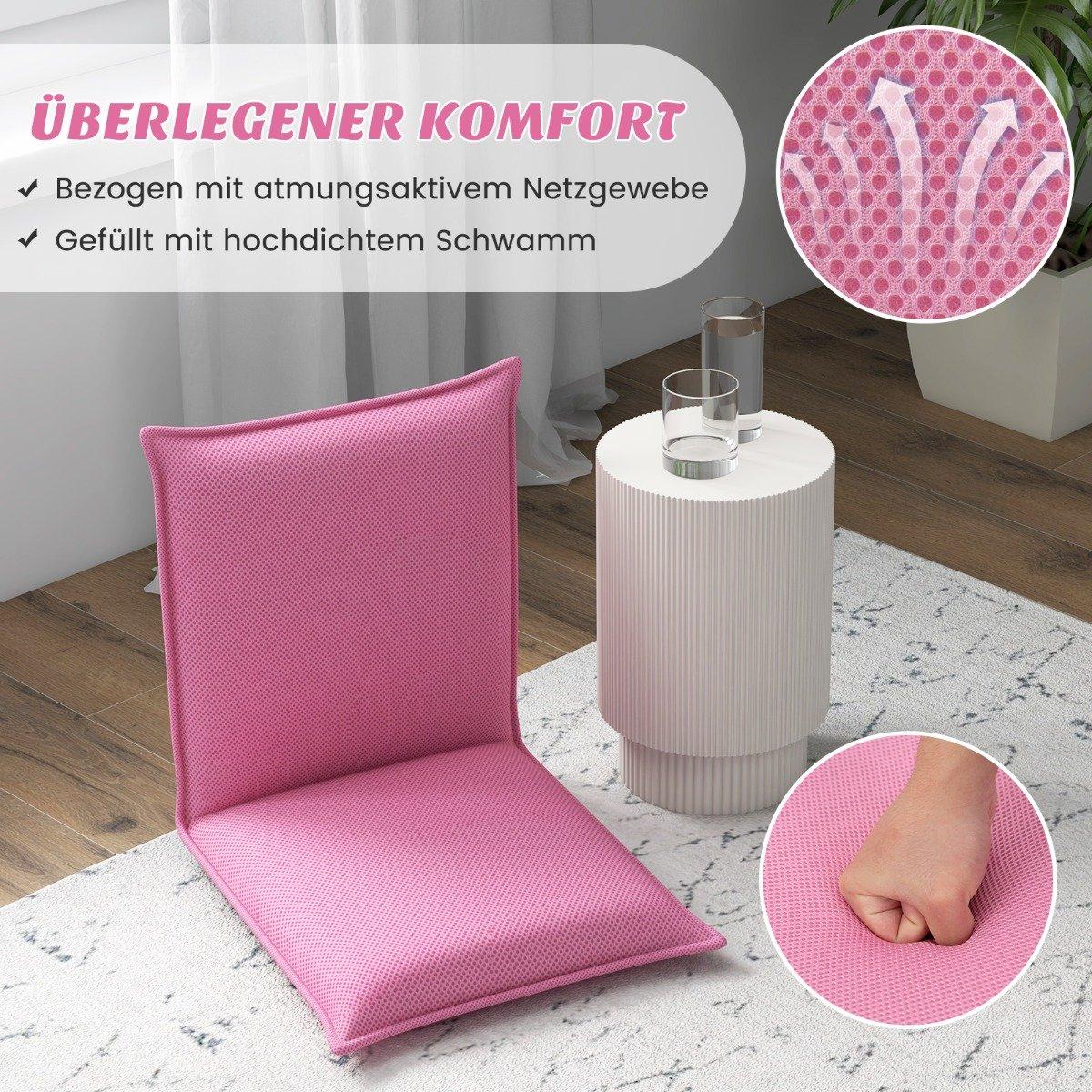 Floor chair floor chair with 6-level adjustable backrest game chair upholstered pink