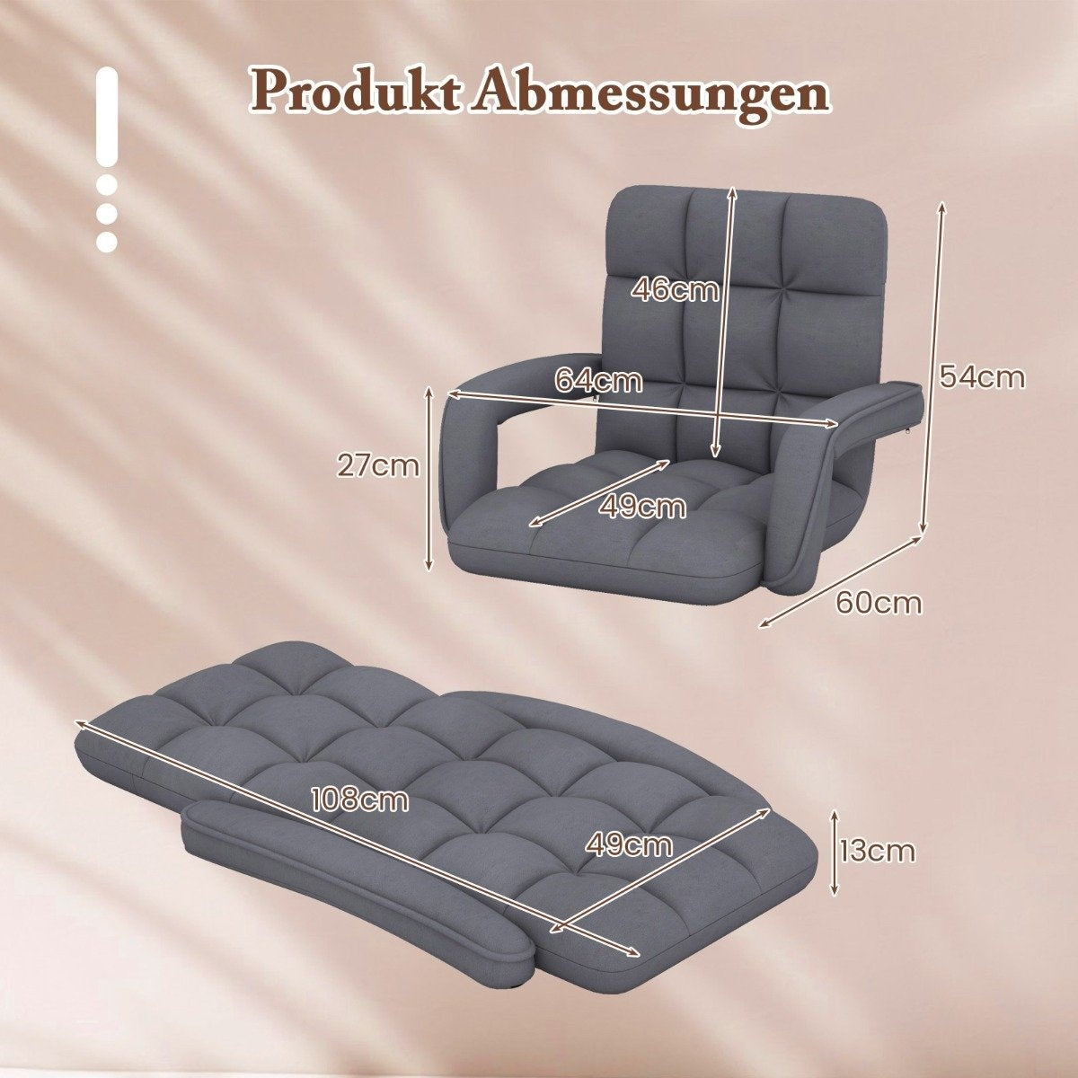 Floor chair with adjustable backrest & padded seat Bondensofa relaxation chair