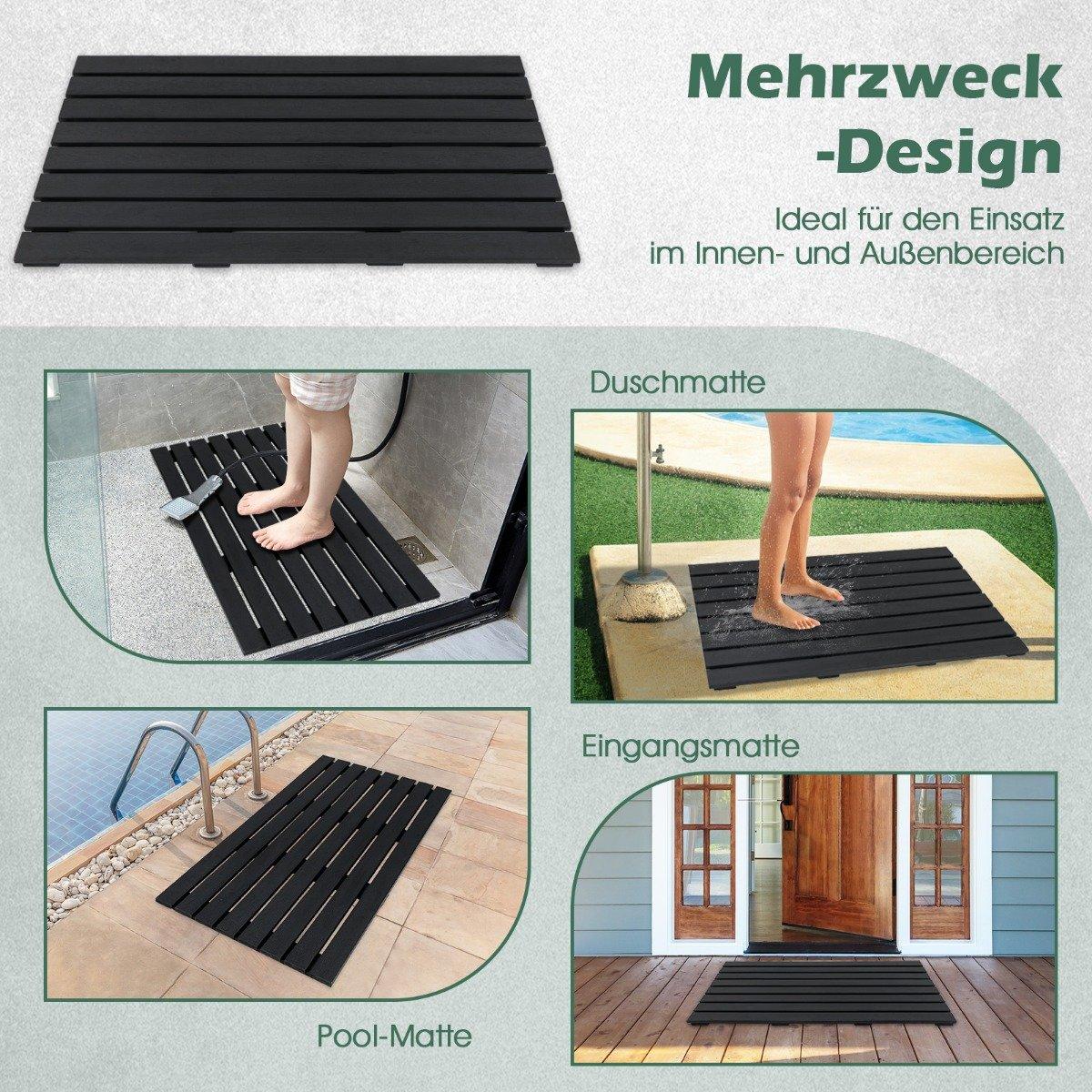 Floor element for solar shower WPC floor plate for garden shower 100 x 60 x 2.5 cm black