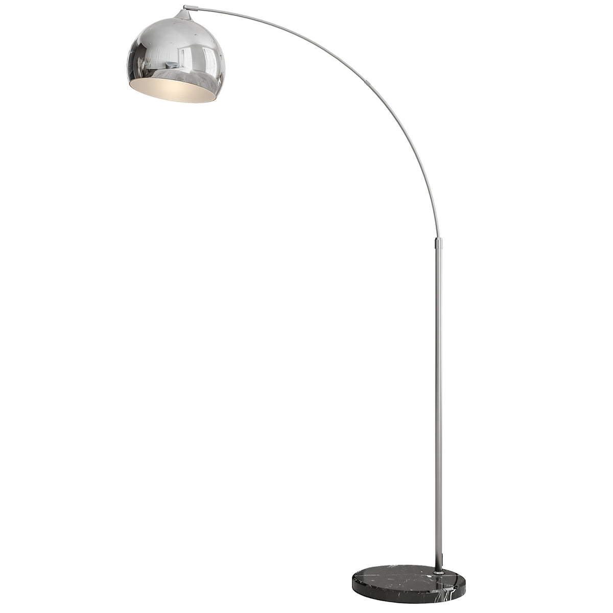 Floor lamp, 40 W, 100-115L x 30W x 170-180H cm, height adjustable, swiveling, arc lamp with bulb, E27 base, silver