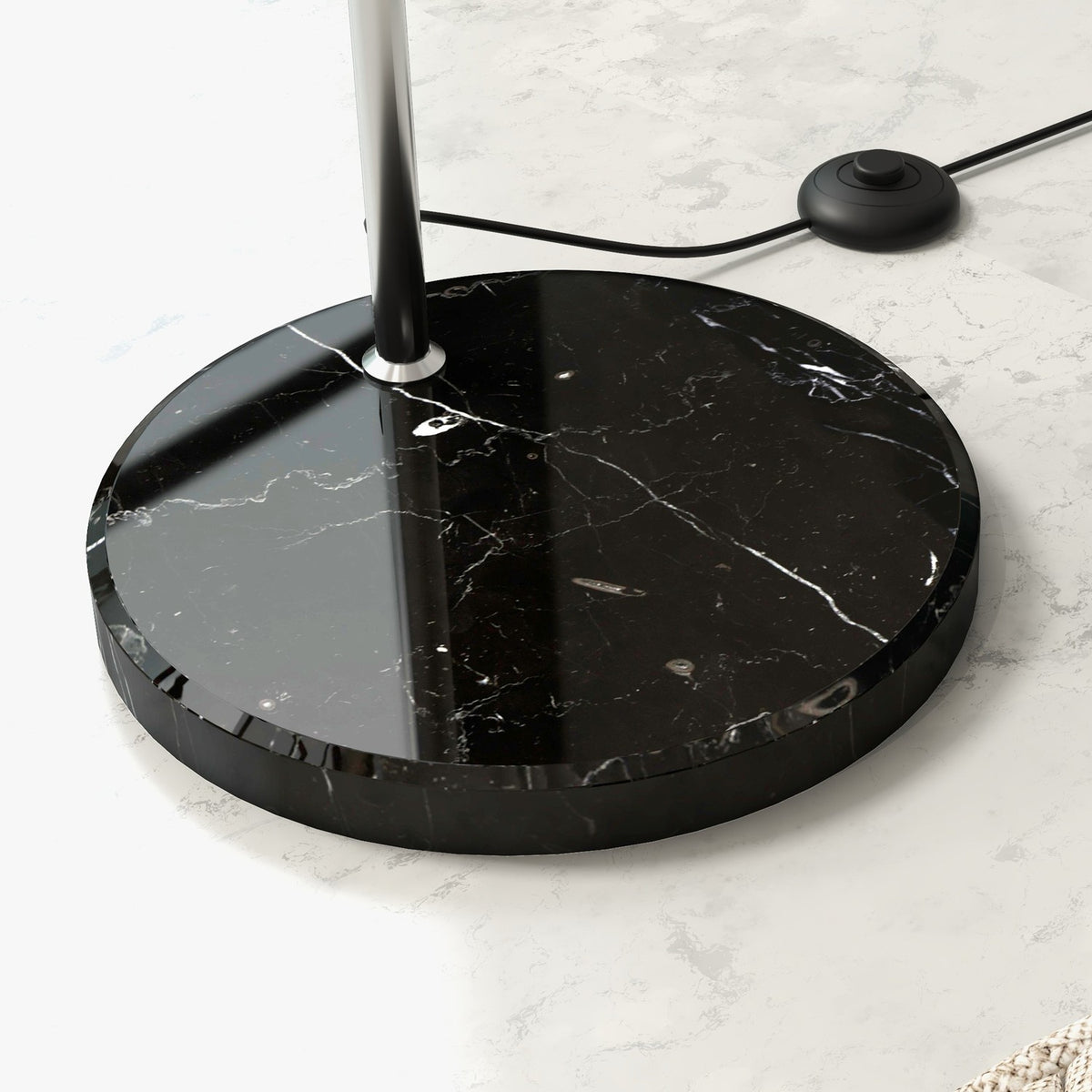 Floor lamp, 40 W, 100-115L x 30W x 170-180H cm, height adjustable, swiveling, arc lamp with bulb, E27 base, silver