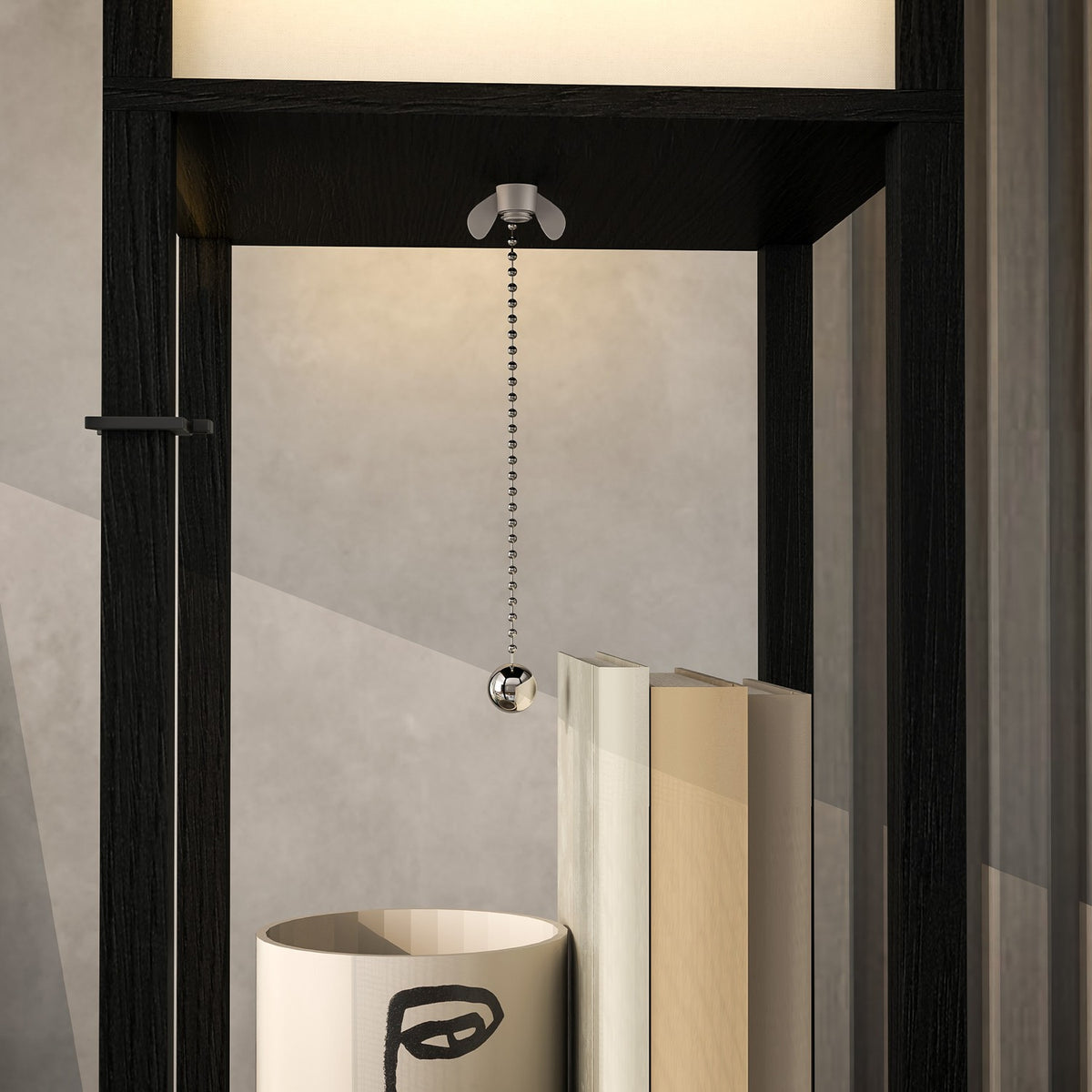 Floor lamp, floor lamp with 3 compartments, E27 base, floor lamp with fabric lampshade, USB-A, USB-C ports for living room, white + black, excl. light bulb |