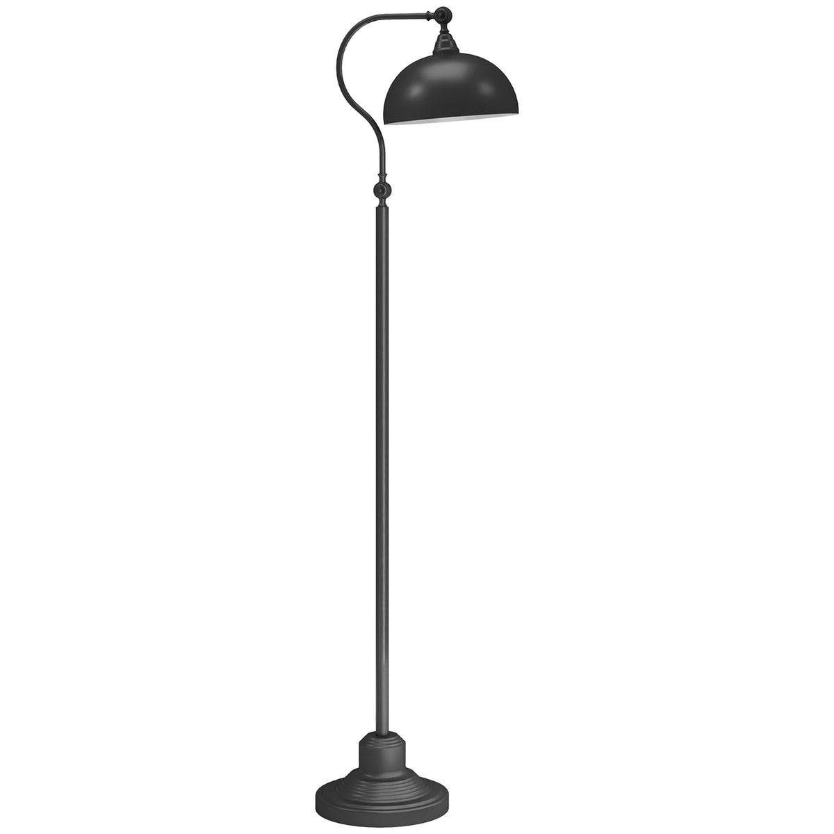 Floor lamp, floor lamp with E27 socket, adjustable lampshade, 40 W, arc lamp in retro design, stable stand, metal, 42 x 25.5 x 152 cm, black