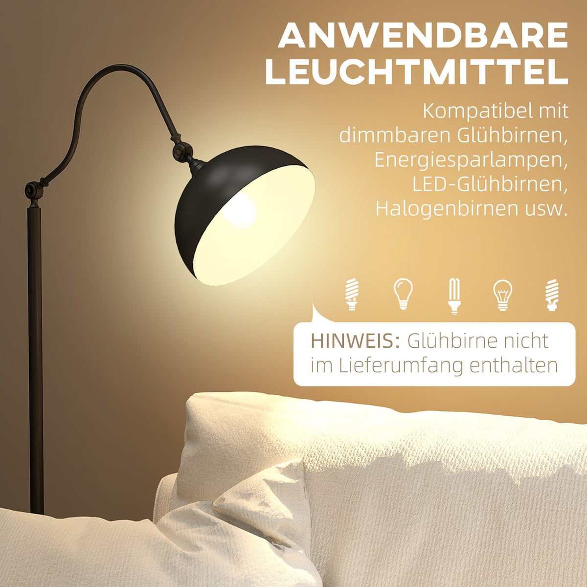 Floor lamp, floor lamp with E27 socket, adjustable lampshade, 40 W, arc lamp in retro design, stable stand, metal, 42 x 25.5 x 152 cm, black