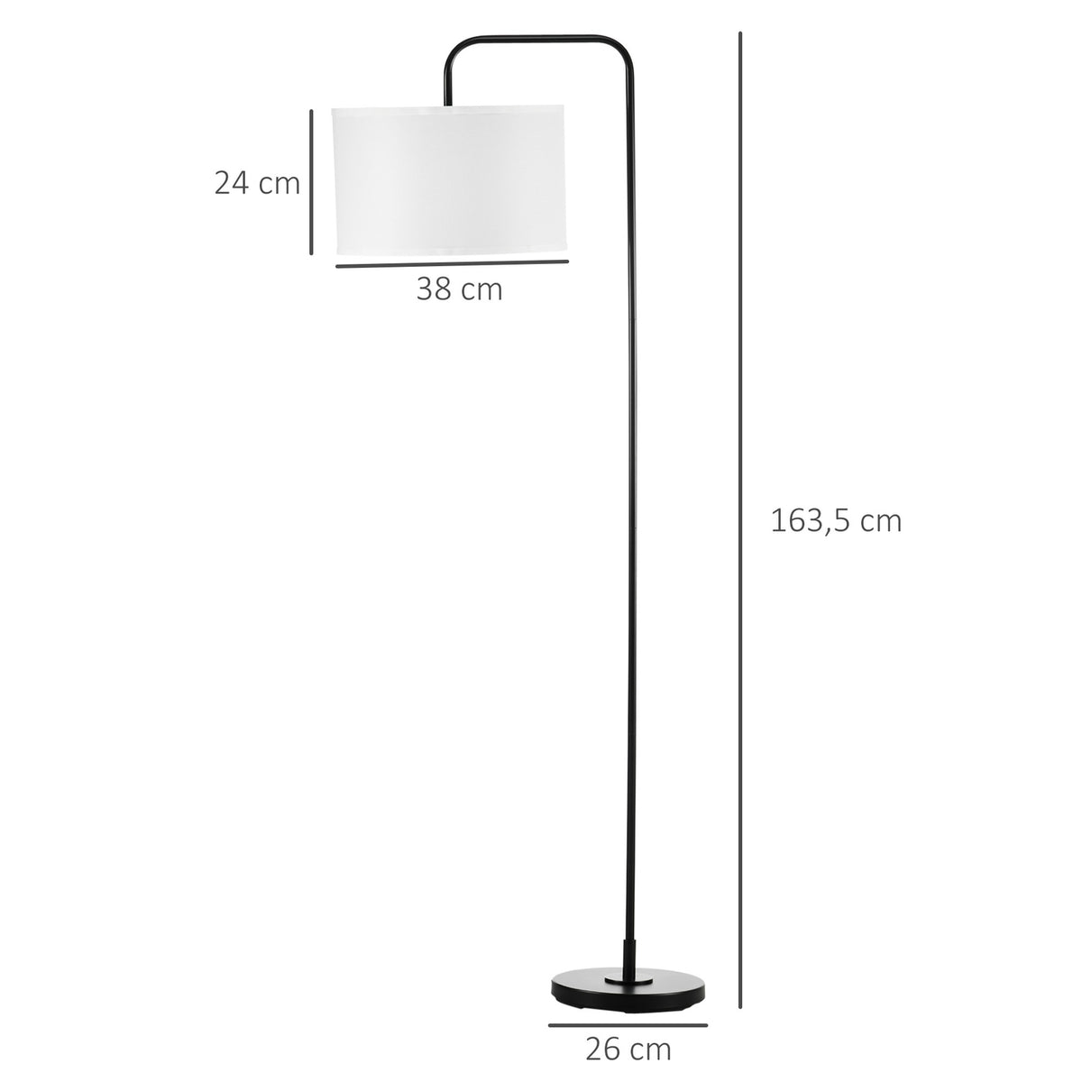 Floor lamp for the living room in modern black metal with lampshade and 180 cm cable - 64 x 38 x 163.5 cm