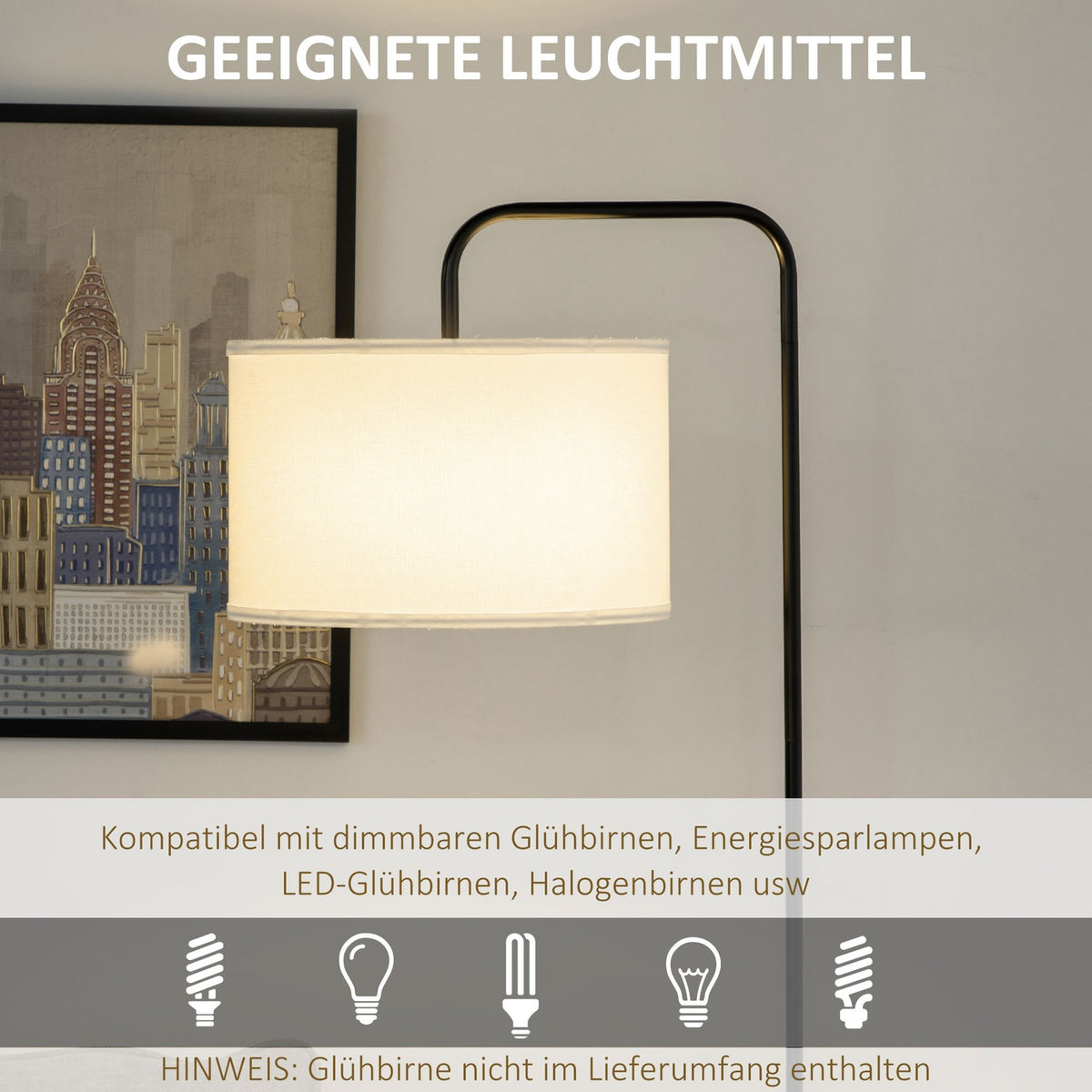 Floor lamp for the living room in modern black metal with lampshade and 180 cm cable - 64 x 38 x 163.5 cm