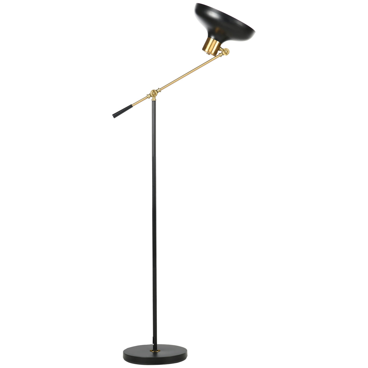 Floor lamp, height-adjustable floor lamp, 40 W swiveling floor lamp, arc lamp, reading lamp with E27 base, for living room, black