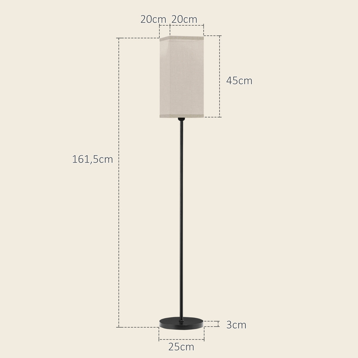Floor lamp, modern floor lamp with foot switch, shade with linen look, floor lamp for living room, bedroom, excl. light bulb, black
