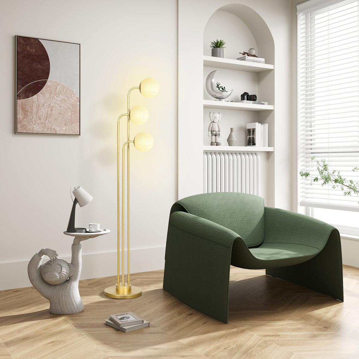 Floor lamp with rotating lampshades, 120W reading lamp, 1.65 m high bedside lamp with foot switch, floor lamp for bedroom, office, living room, gold