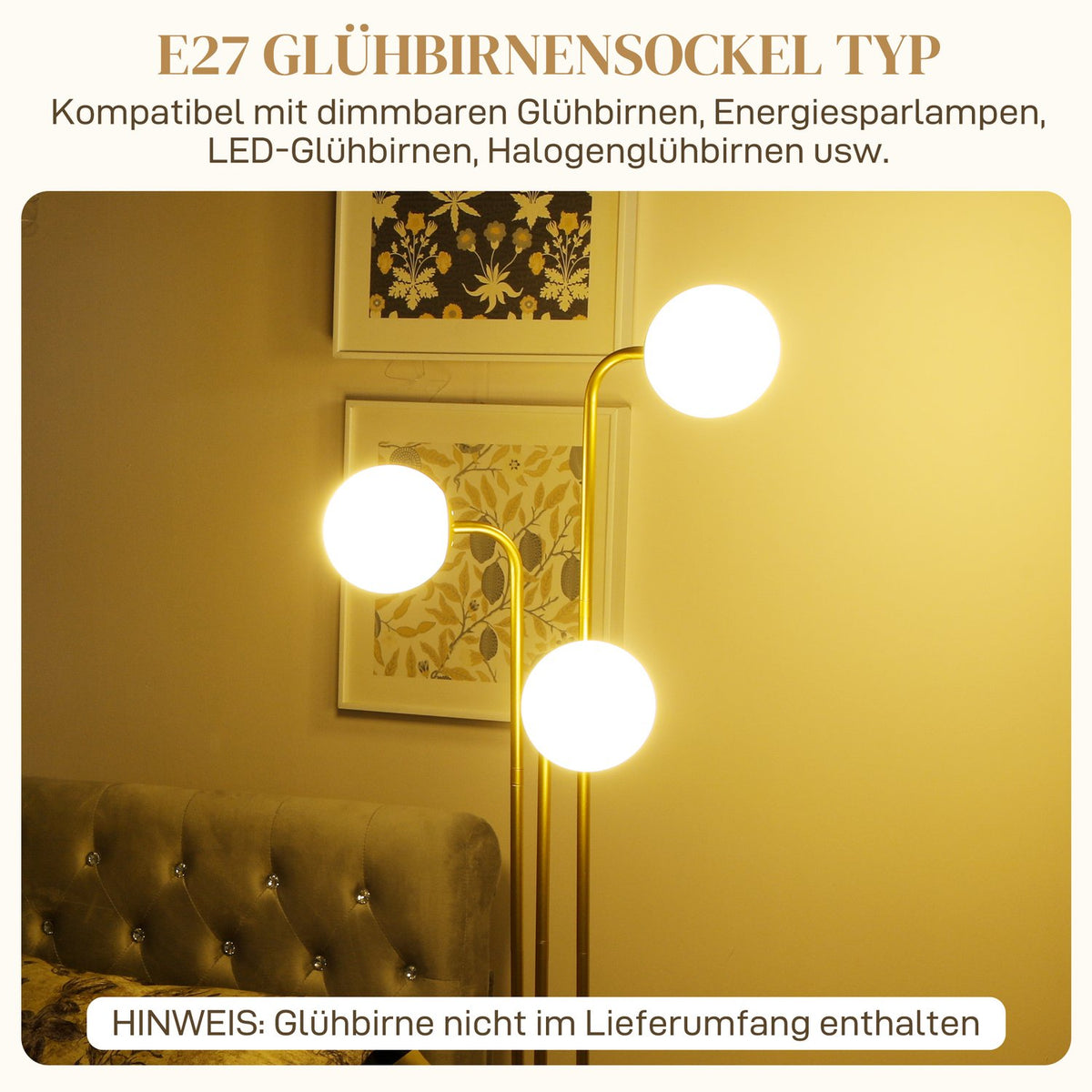 Floor lamp with rotating lampshades, 120W reading lamp, 1.65 m high bedside lamp with foot switch, floor lamp for bedroom, office, living room, gold