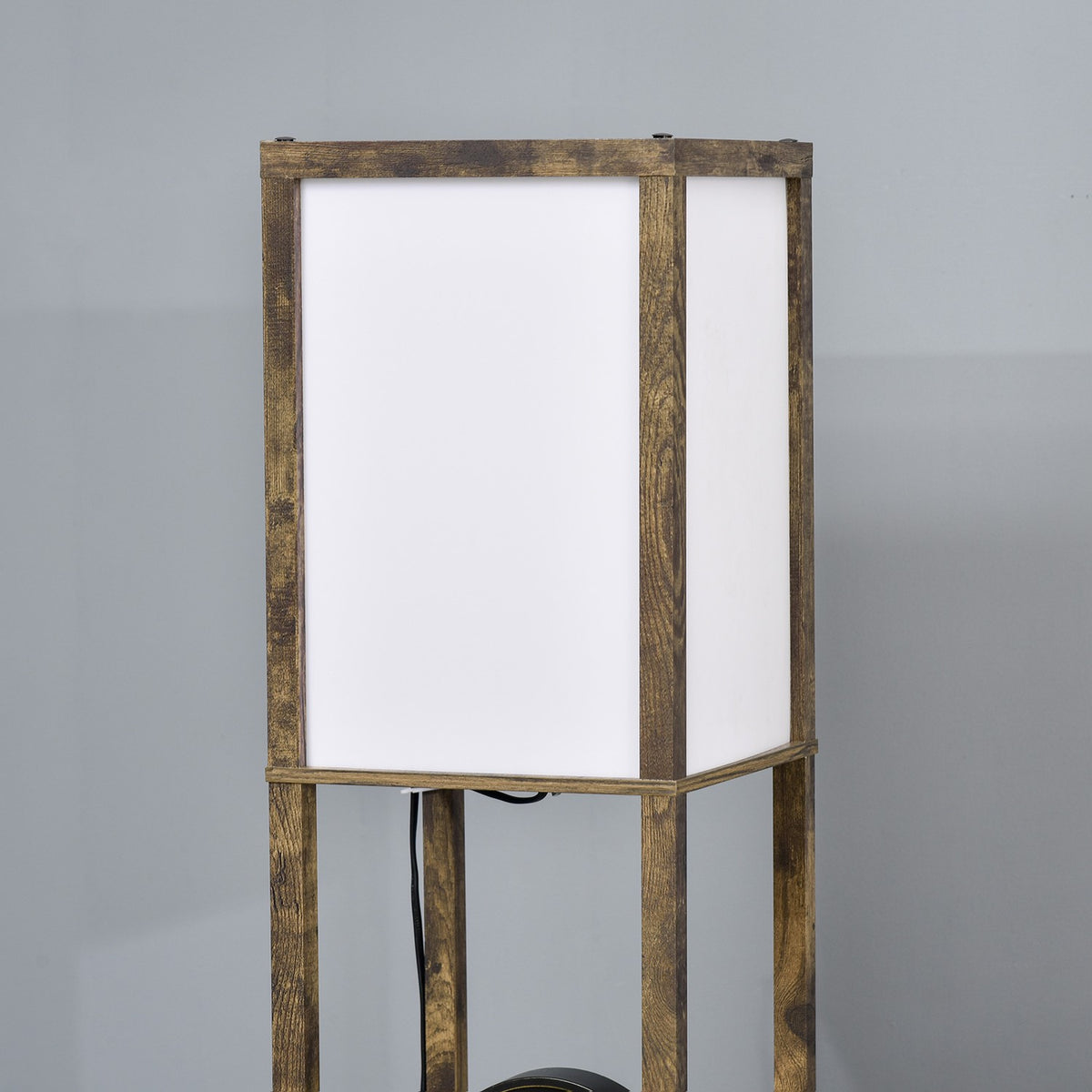 Floor lamp with shelves, living room floor lamp with E27 socket up to 40W, bedside lamp with lampshade, floor lamp for bedroom, study, office, rustic brown