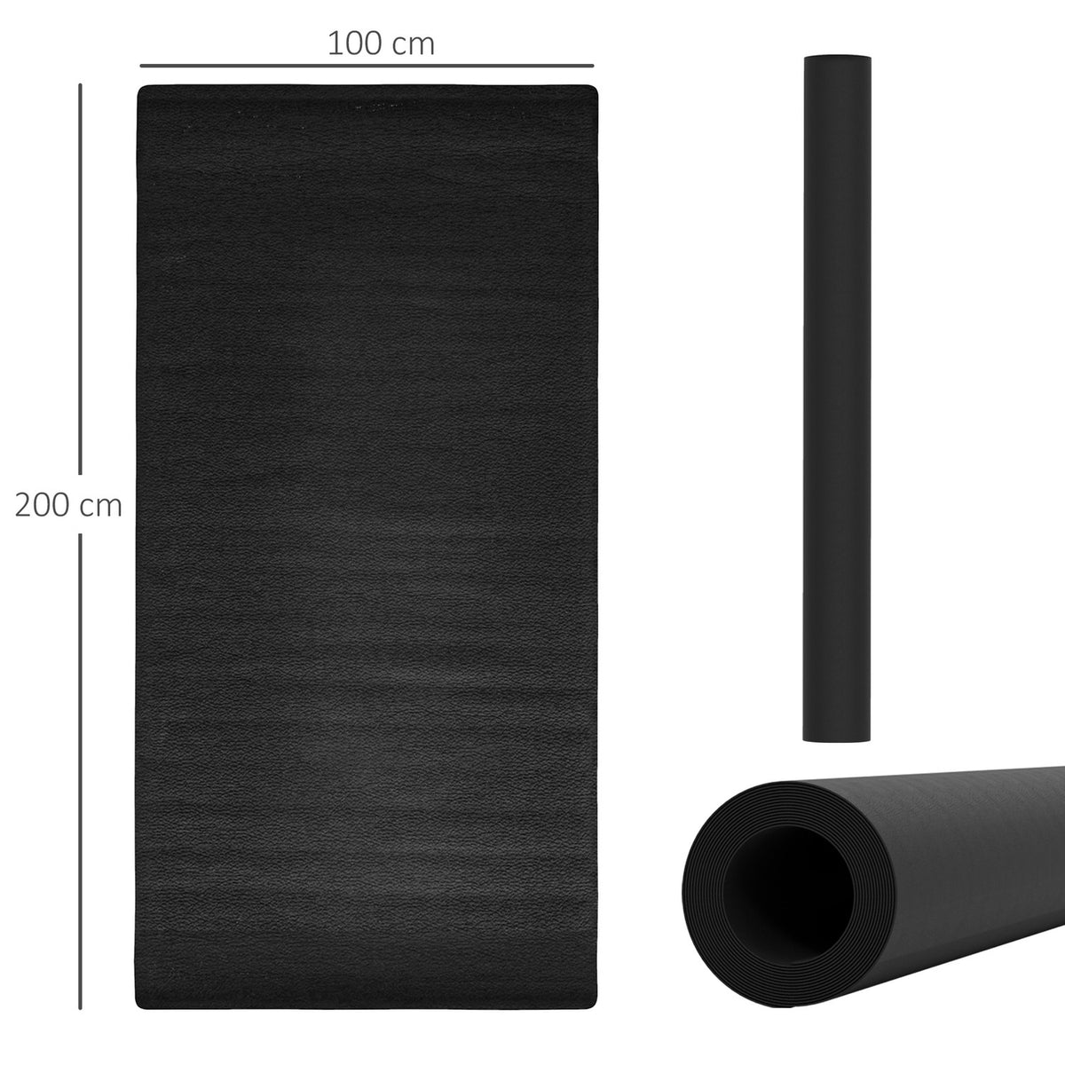 Floor protection mat for fitness equipment, non-slip fitness mat, 4 mm thick underlay mat, sports mat, multifunctional mat for yoga, treadmill, exercise bike, yoga mat, floor mat, 200 x 100 cm, black