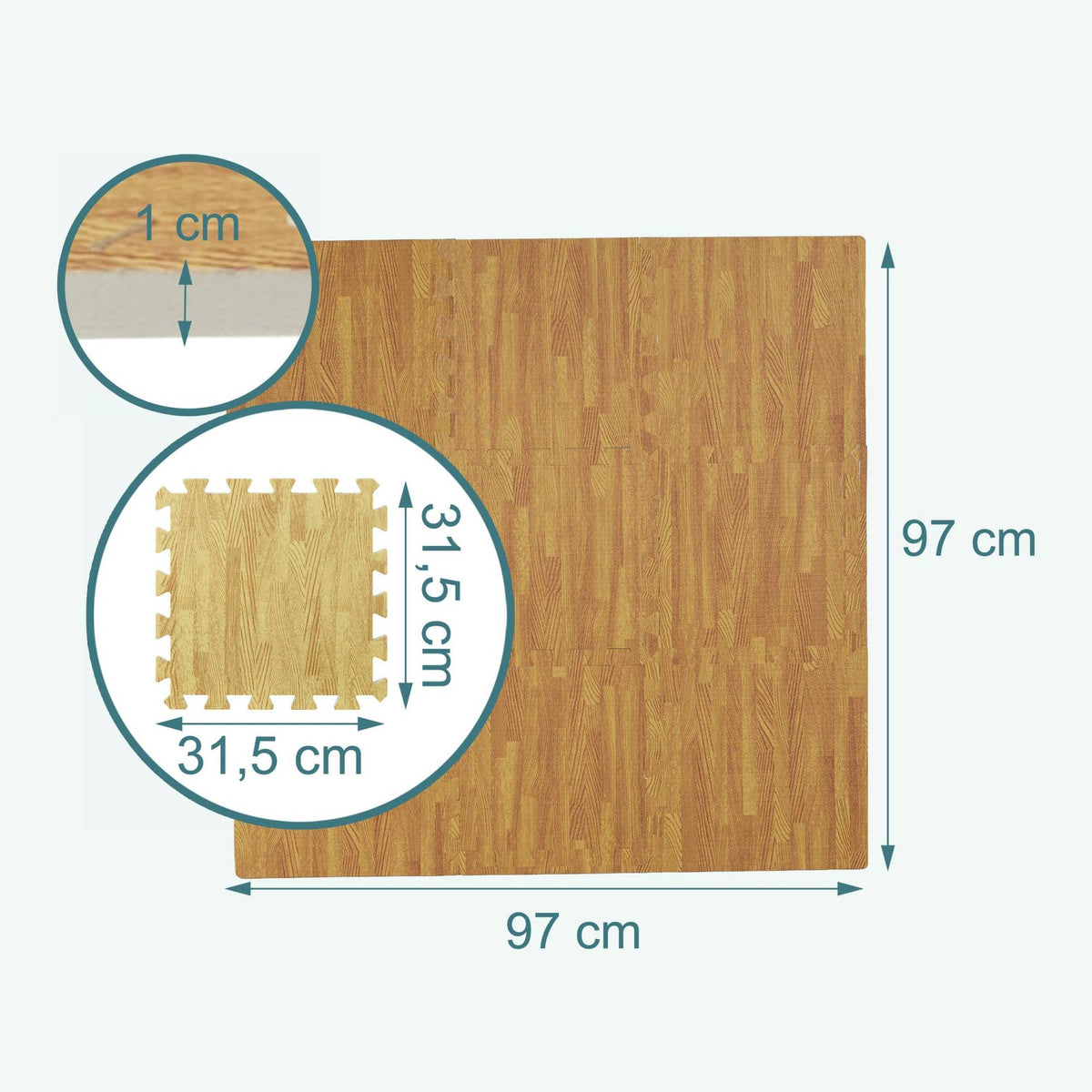 Floor protection mat in wooden look Set of 9