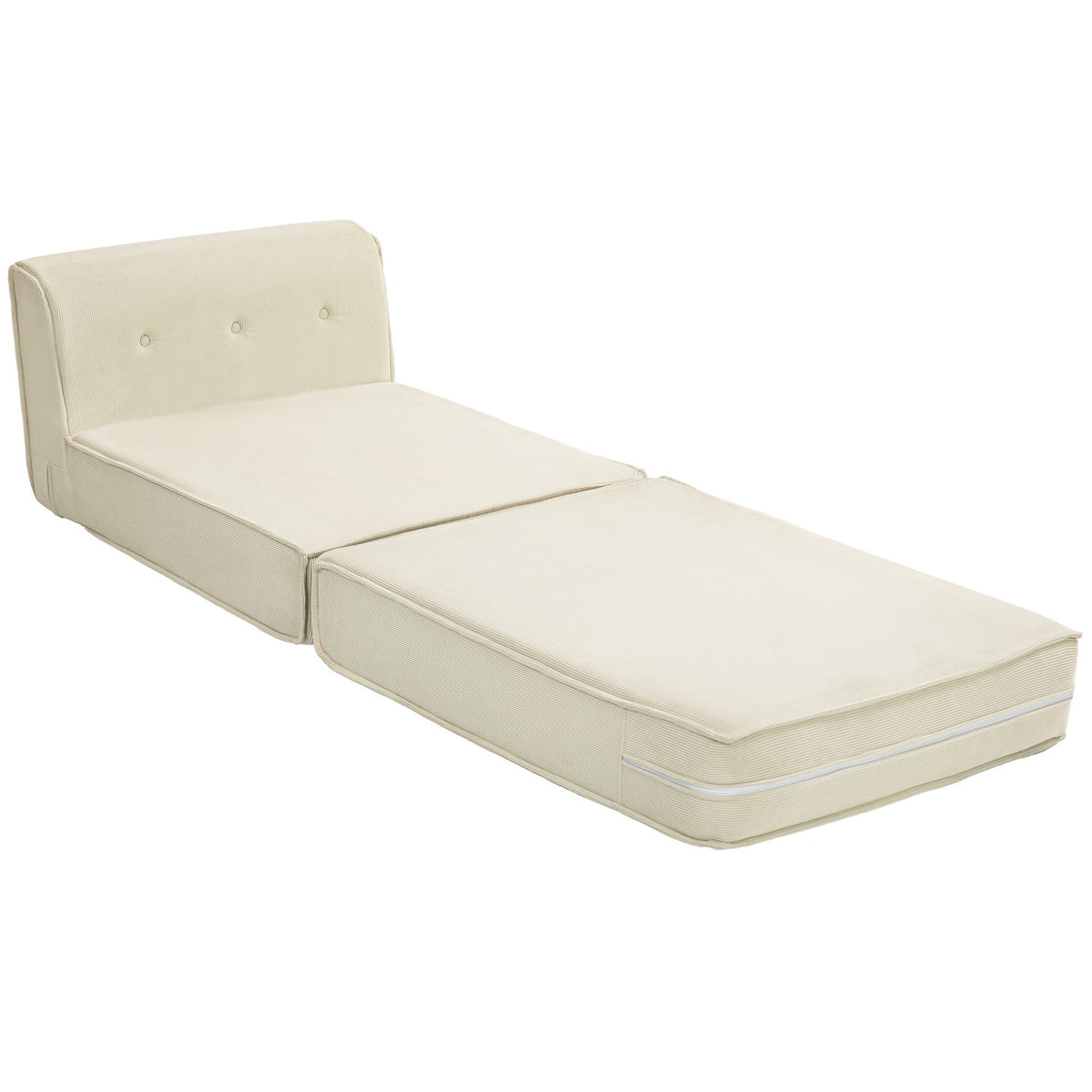 Floor sofa 2-in-1 folding sofa bed with corduroy look, upholstered sofa bed can hold up to 240 kg for living room, bedroom, cream white