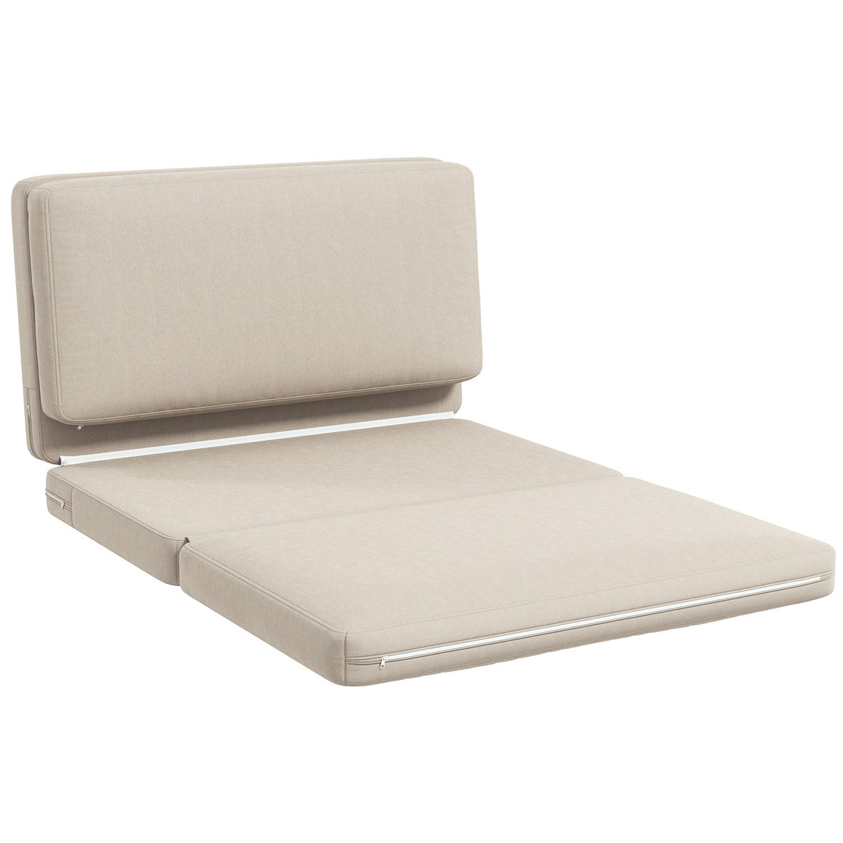 Floor sofa 3-in-1 folding sofa bed with velvet look, padded sofa bed can hold up to 240 kg for bedroom, living room, beige