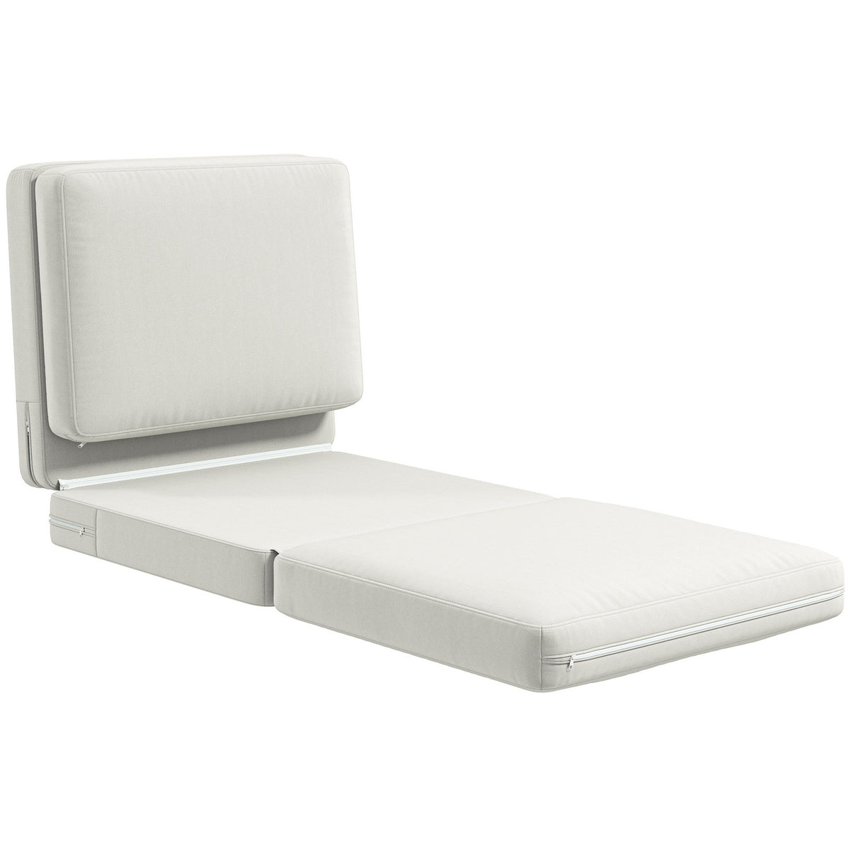 Floor sofa 3-in-1 folding sofa bed with velvet look, upholstered sofa bed can hold up to 240 kg, for bedroom, living room, cream white