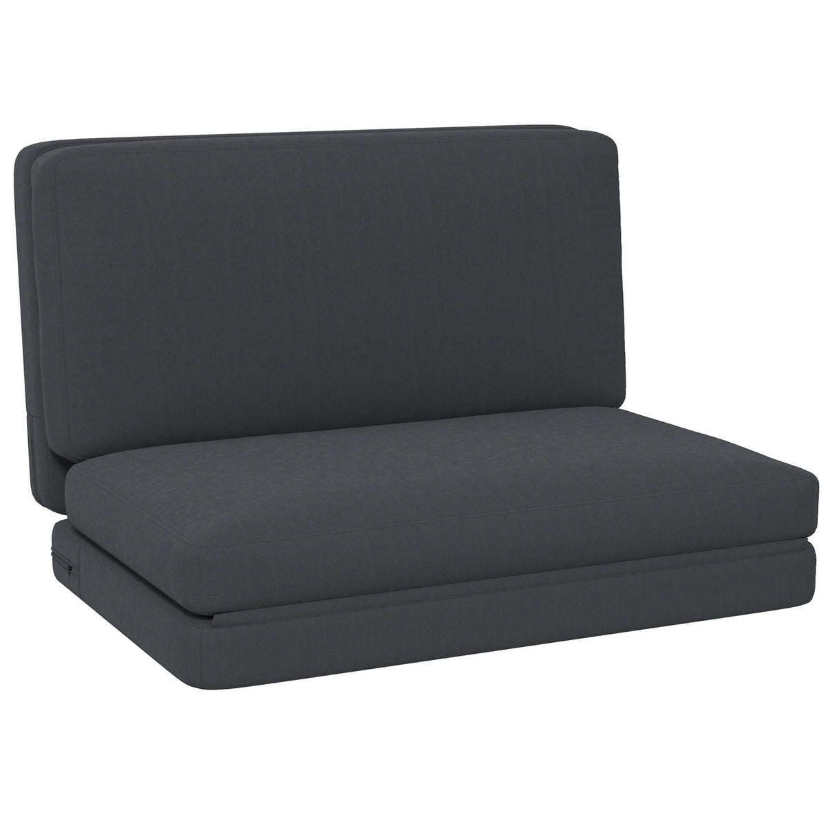 Floor sofa 3-in-1 folding sofa bed with velvet look, upholstered sofa bed can hold up to 240 kg for bedroom, living room, dark gray