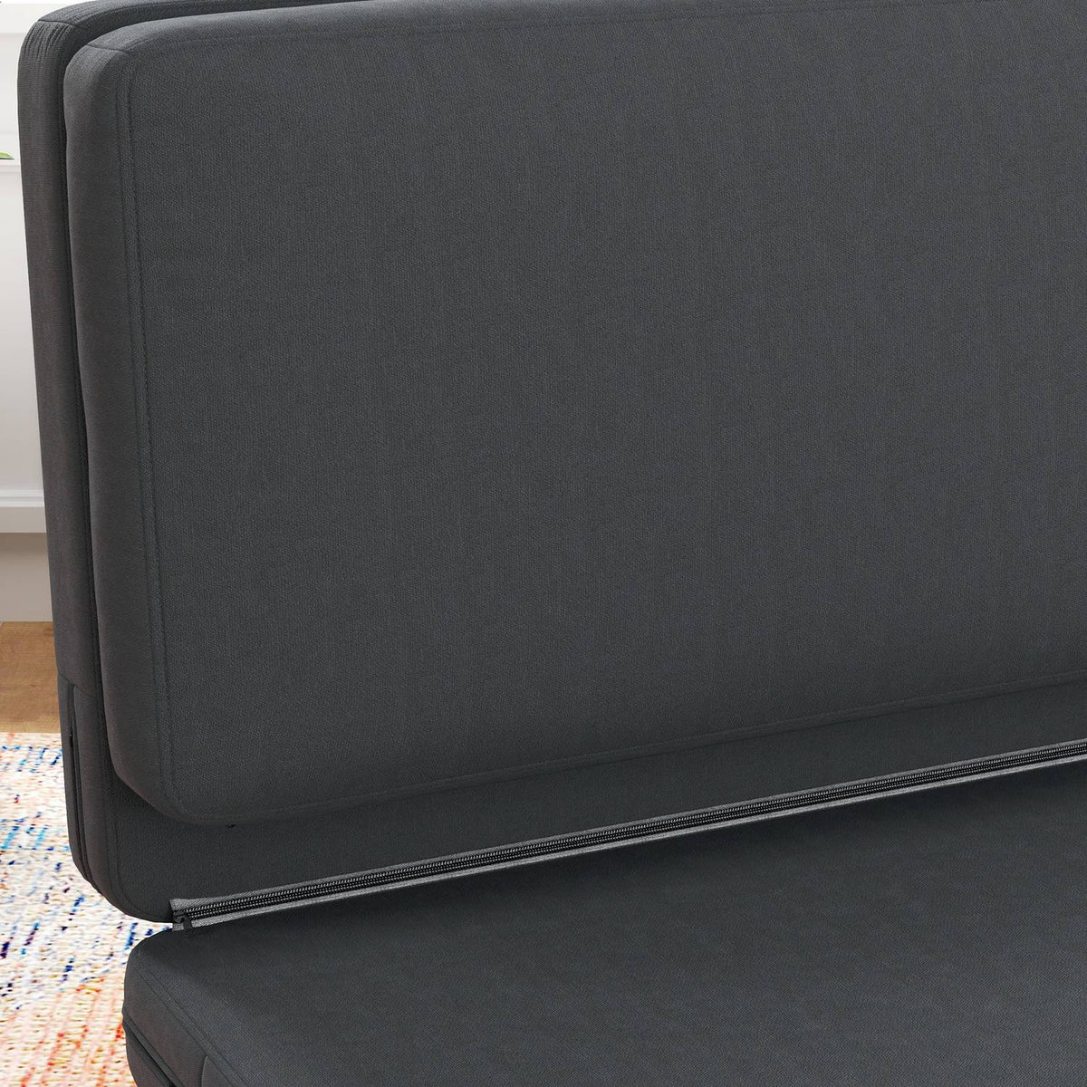Floor sofa 3-in-1 folding sofa bed with velvet look, upholstered sofa bed can hold up to 240 kg for bedroom, living room, dark gray