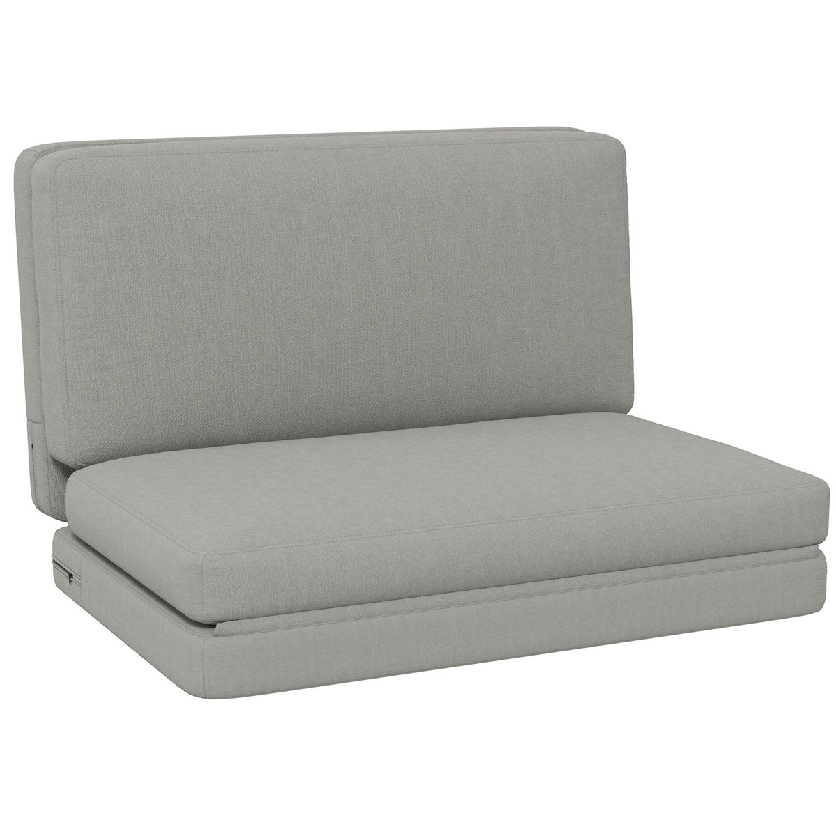 Floor sofa 3-in-1 folding sofa bed with velvet look, upholstered sofa bed can hold up to 240 kg for bedroom, living room, light gray