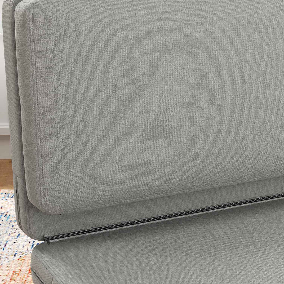 Floor sofa 3-in-1 folding sofa bed with velvet look, upholstered sofa bed can hold up to 240 kg for bedroom, living room, light gray