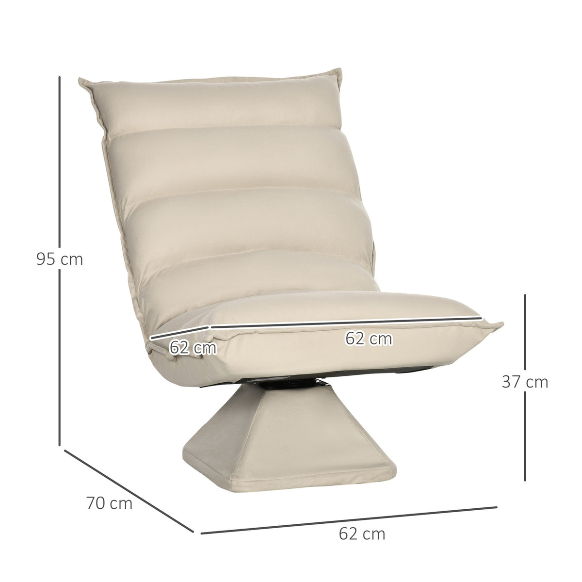 Floor sofa, floor chair with adjustable backrest, rotating meditation chair, relaxation chair for living room, office, beige, 62 x 70 x 95 cm