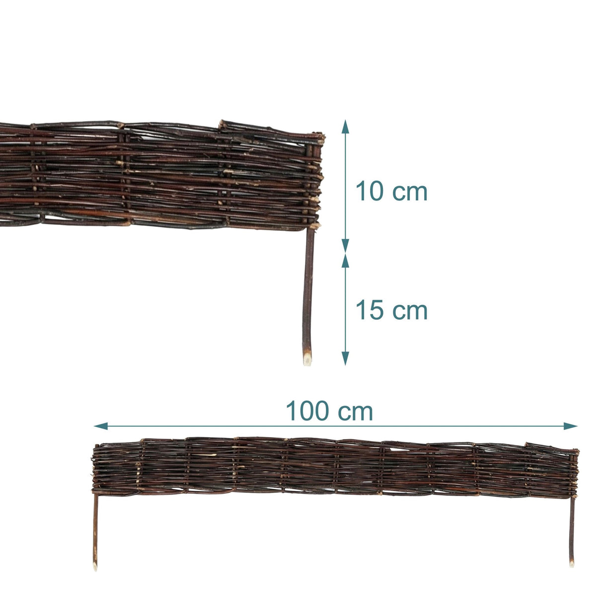 Flower Bed Edging Fence – Willow Wicker, Pegs Included