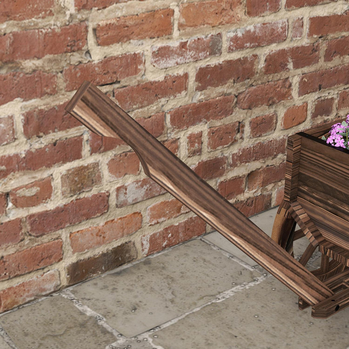 Flower Box In Wooden Trolley Design, Plant Trolley With Handle, Holds Up To 30 Kg, For Garden & Patio, Charred