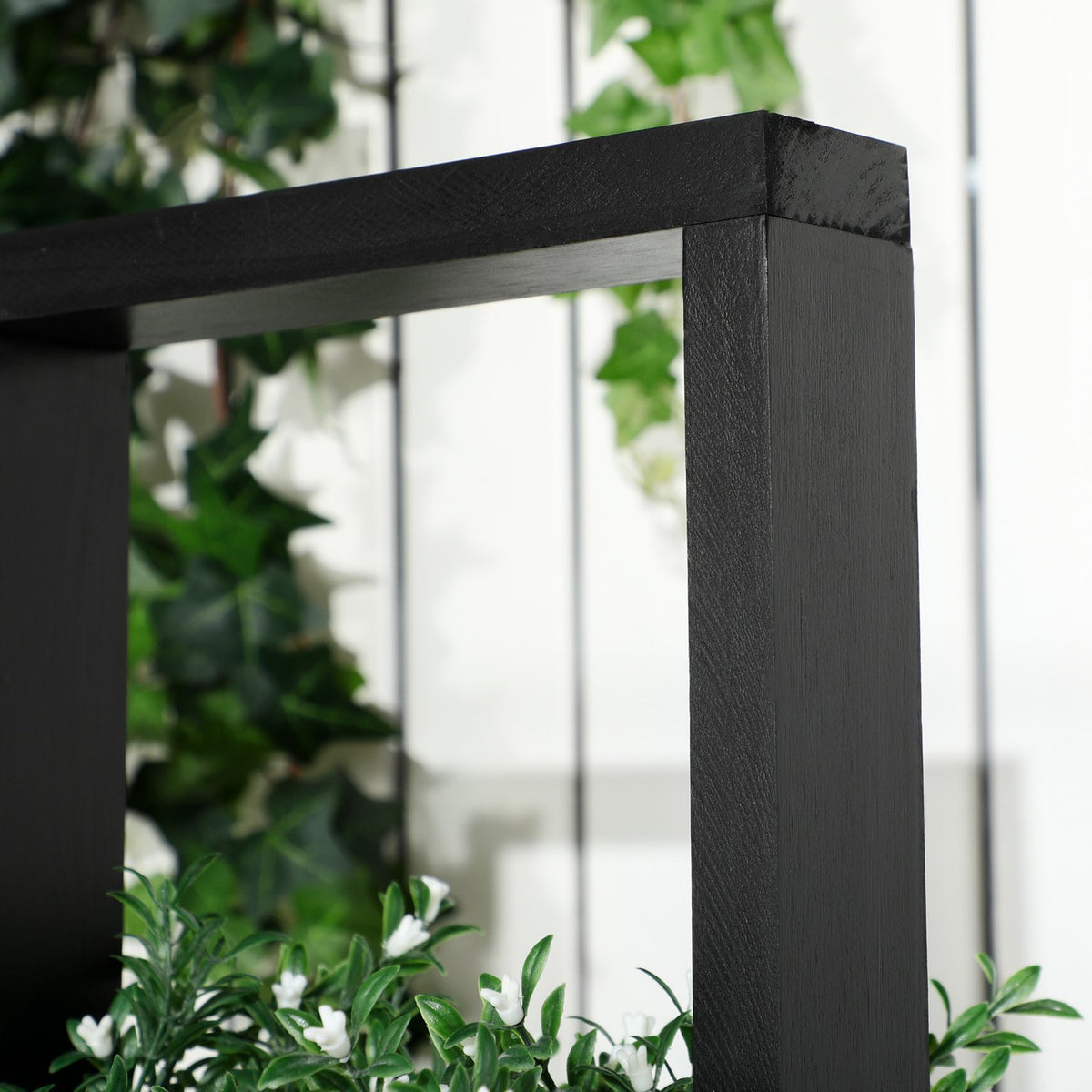 Flower Box, Raised Bed, Plant Box With Trellis, Modular Design, Wall Vegetable Bed For Patio, Solid Wood, Black, 90 X 45 X 170 Cm