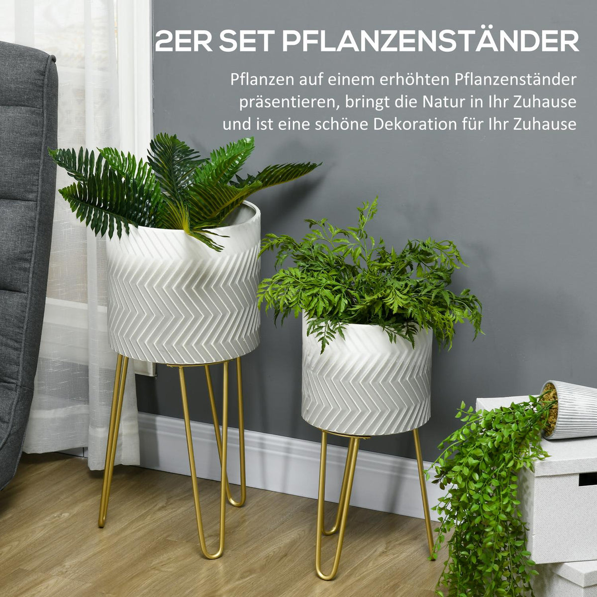 Flower Pots Set Of 2 Plant Stand Planter Frame Living Room Balcony Metal