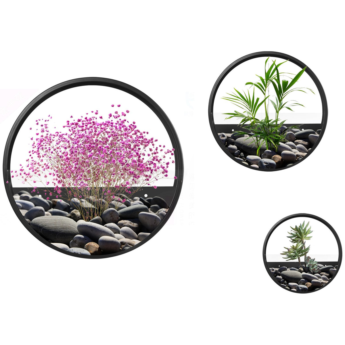 Flower Pots Set Of 3 Wall Planters Succulents Cacti Wall Vase Steel Black Garden Living Room