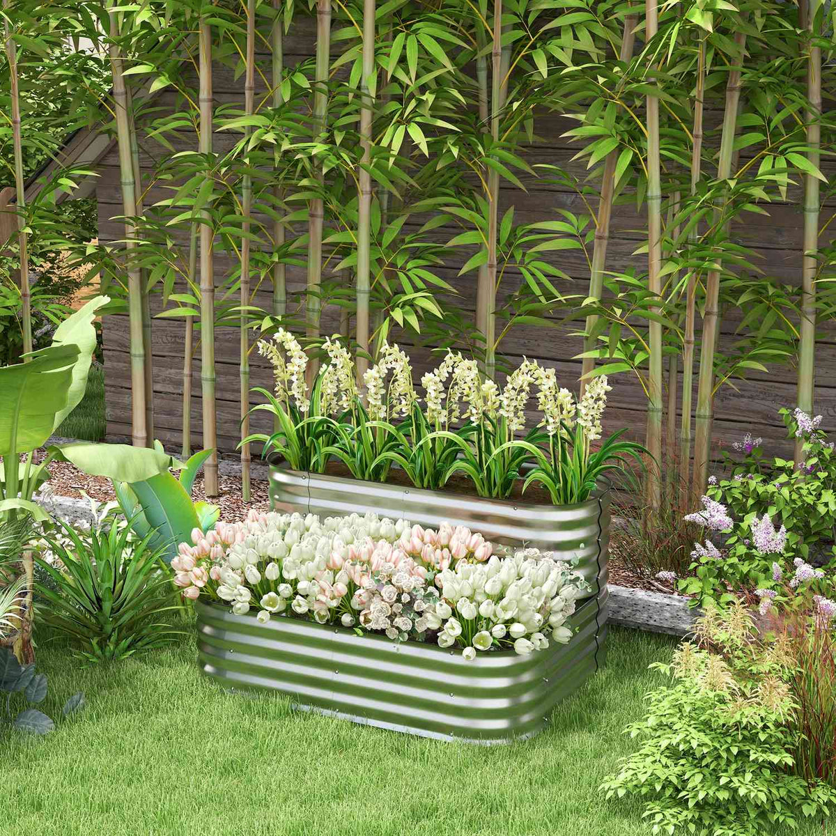 Flower Shelf Plant Shelf Garden Balcony Silver 118X45X30Cm
