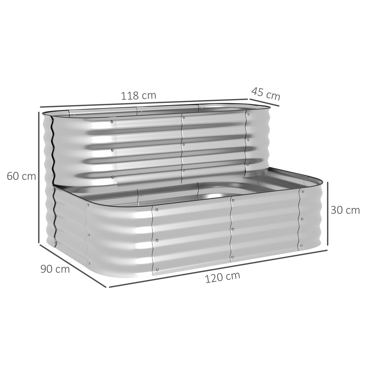 Flower Shelf Plant Shelf Garden Balcony Silver 118X45X30Cm